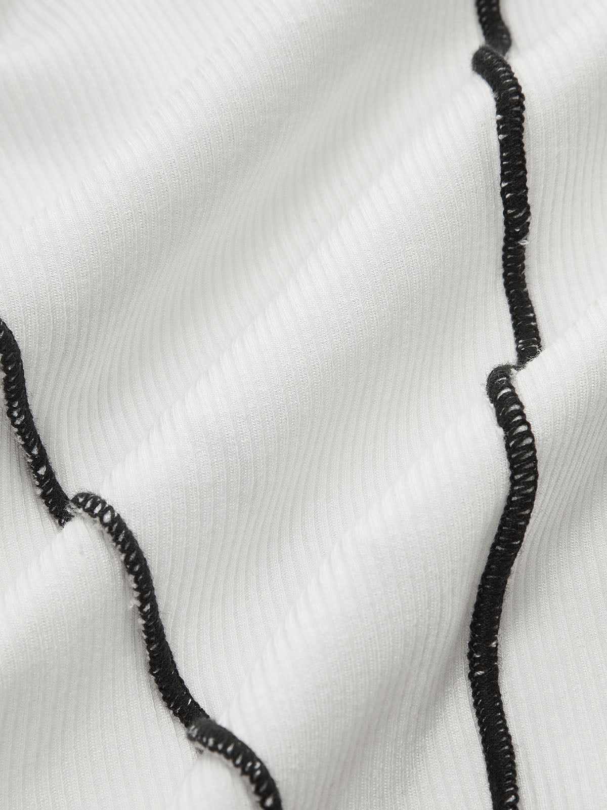 Contrast Stitch Round Neck Long-sleeve Top-Chicvia