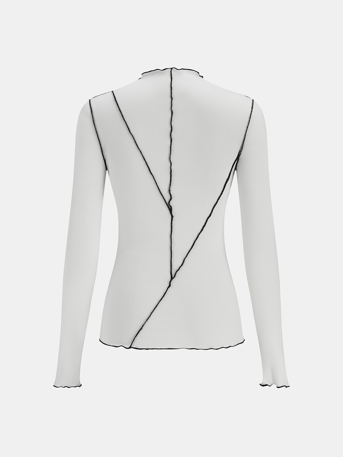 Contrast Stitch Round Neck Long-sleeve Top-Chicvia