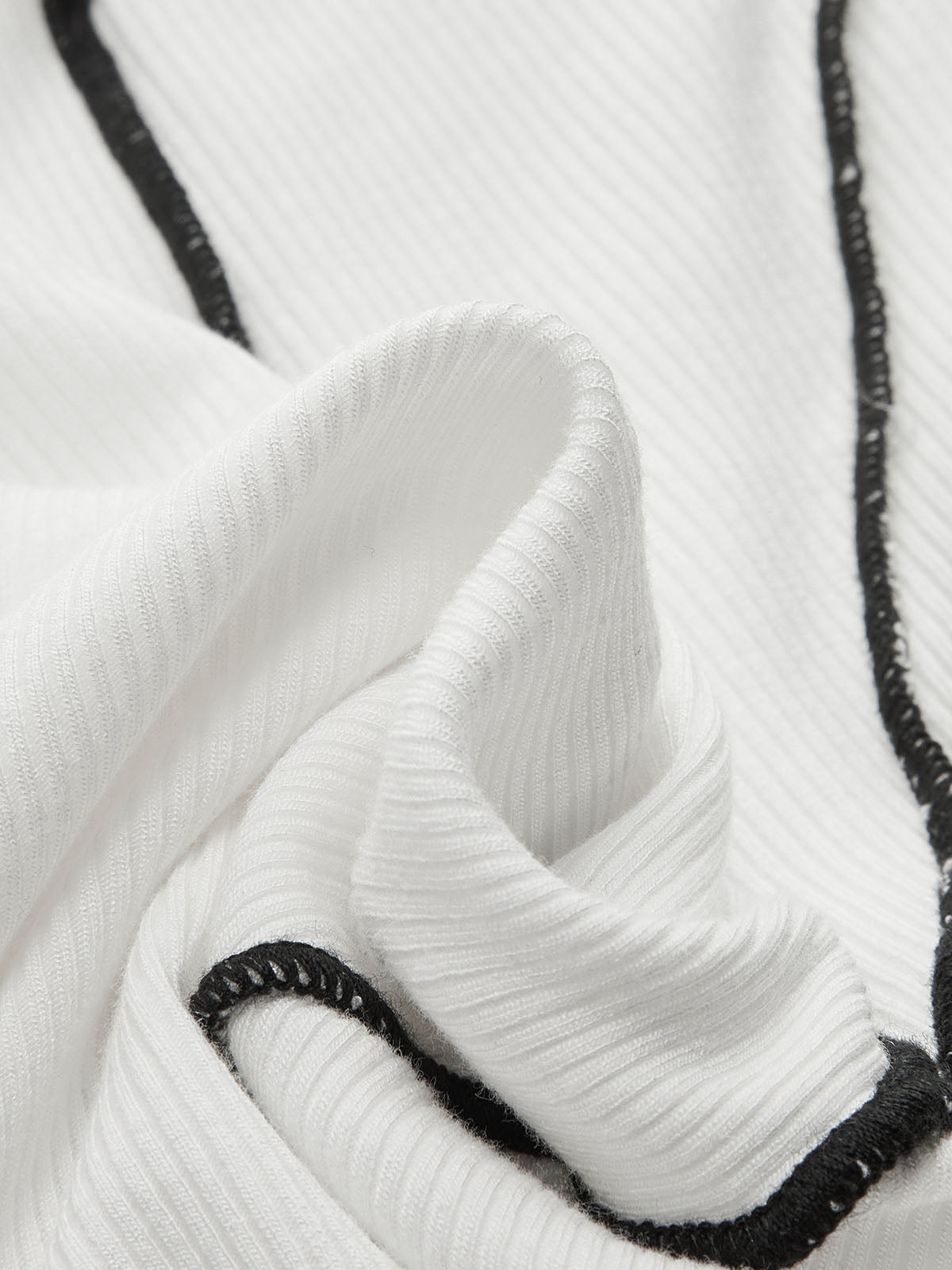 Contrast Stitch Round Neck Long-sleeve Top-Chicvia