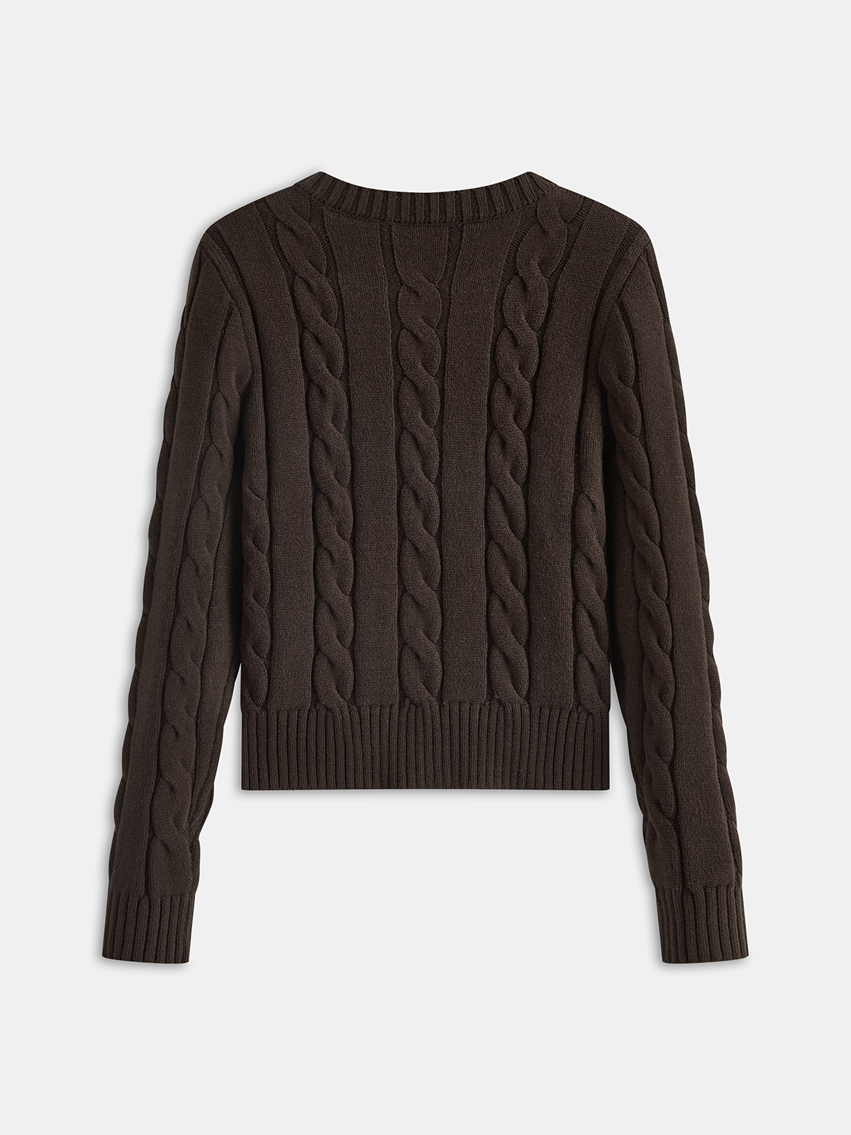 Cable Knit Round Neck Cardigan-Chicvia