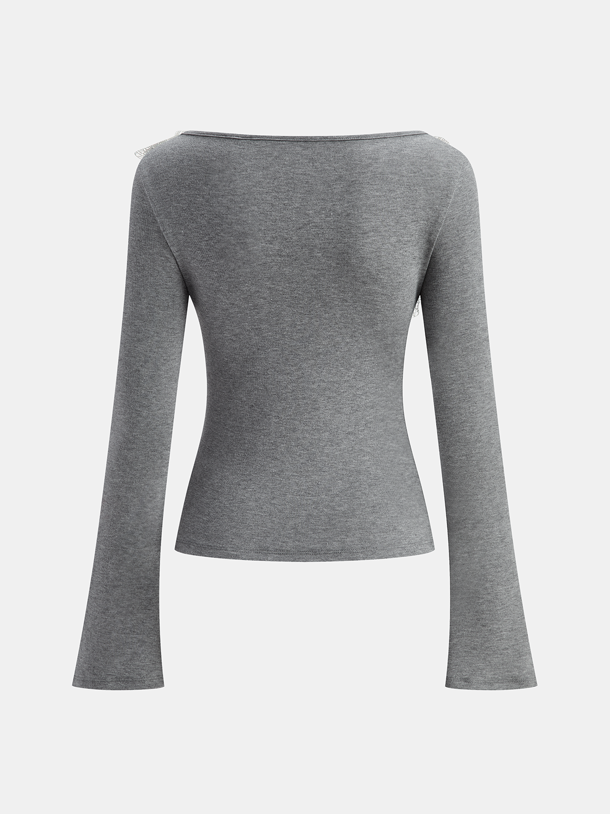 Faux Pearl Decor 3D Floral Fitted Soft Knit Top-Chicvia