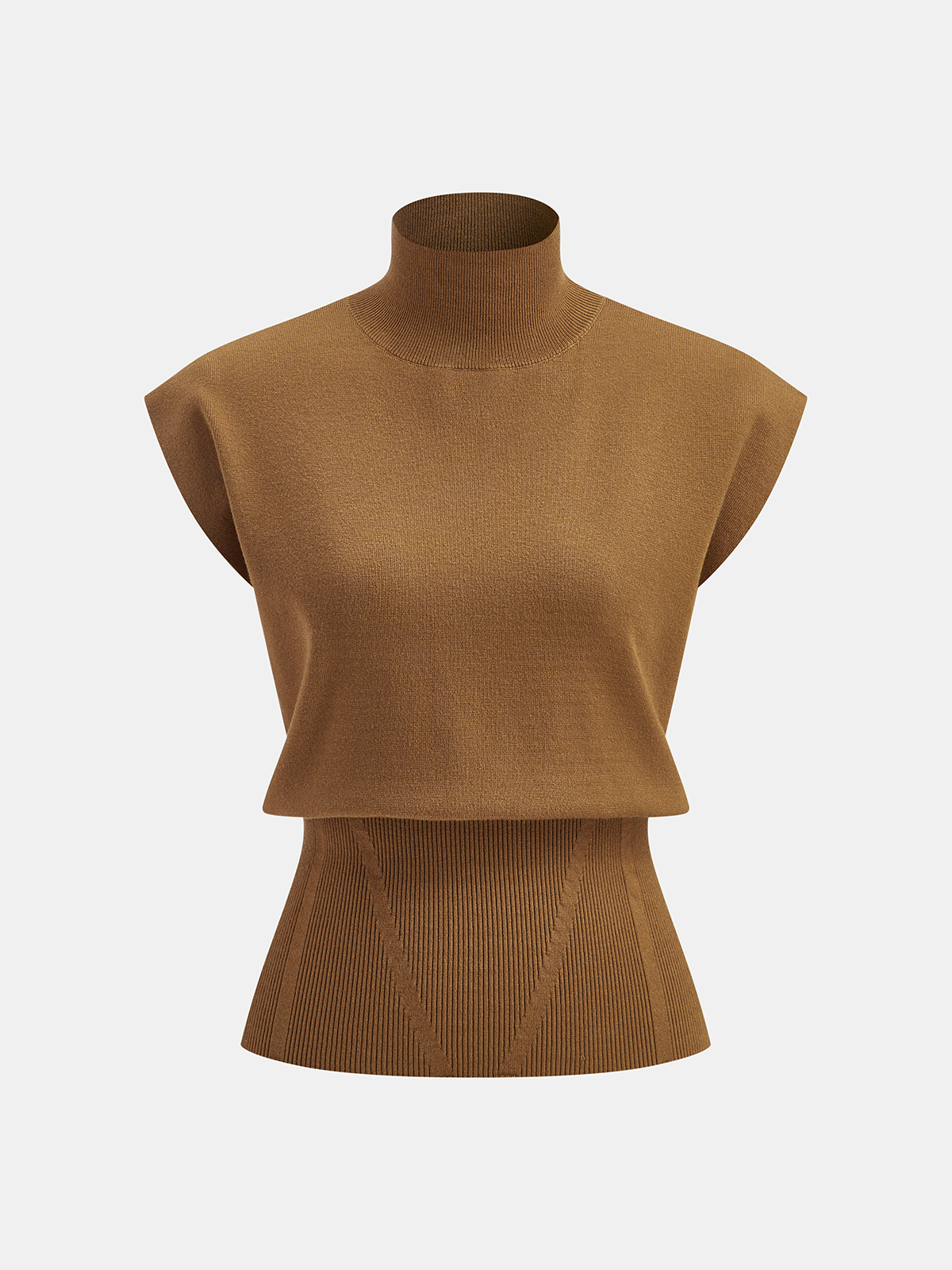 Knitted Cinched Top with Emphasised Shoulders-Chicvia