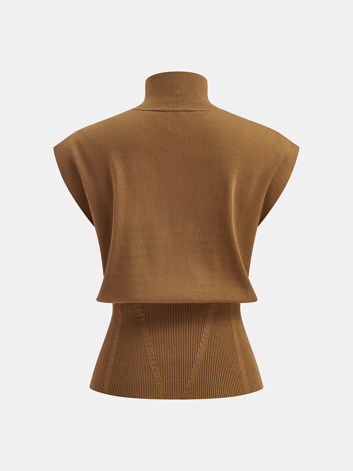 Knitted Cinched Top with Emphasised Shoulders-Chicvia