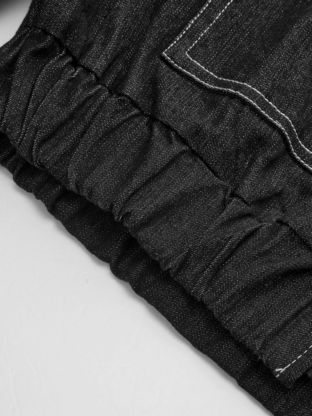 Oversized Zip Up Denim Jacket-Chicvia