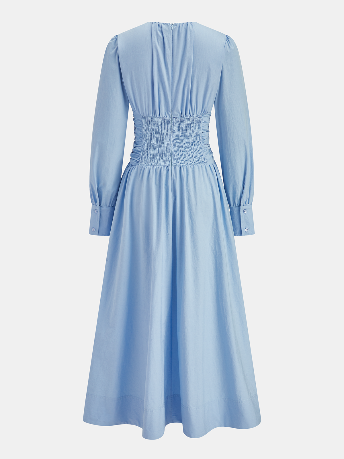 Knotted Gathered Long Sleeve Dress-Chicvia