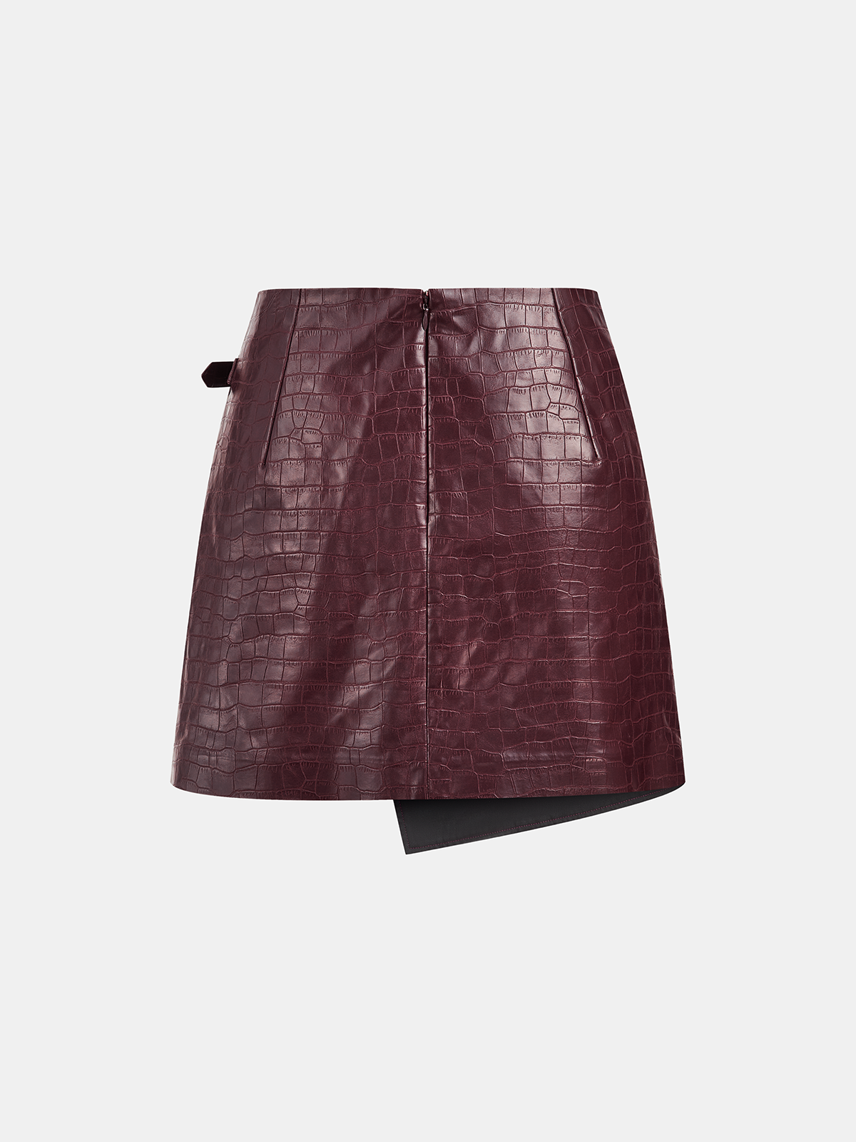 Crocodile Embossed PU Leather Mini Skirt-Chicvia