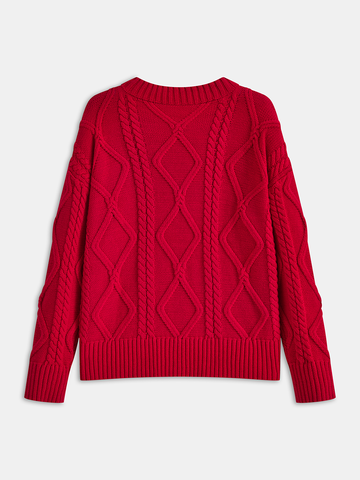 Cable-Knit Crew Neck Sweater-Chicvia