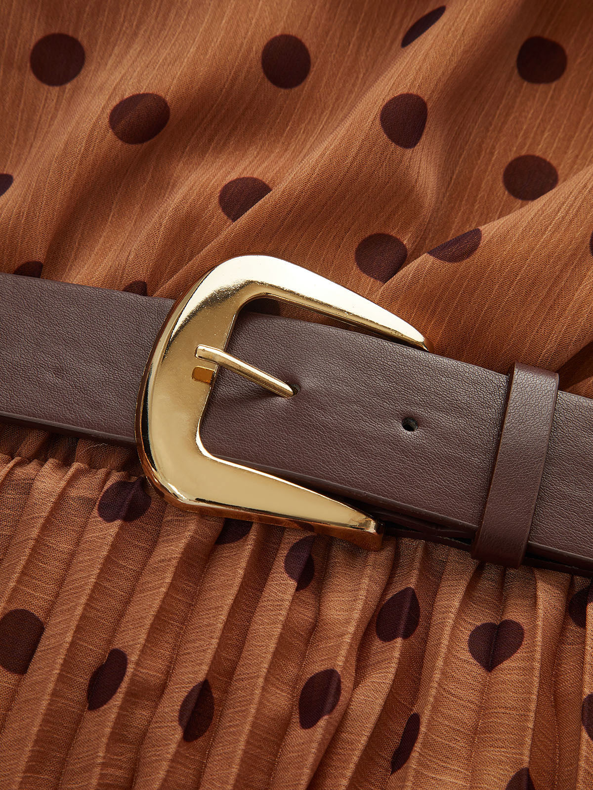 Halter Neck Polka Dot Dress with Belt-Chicvia