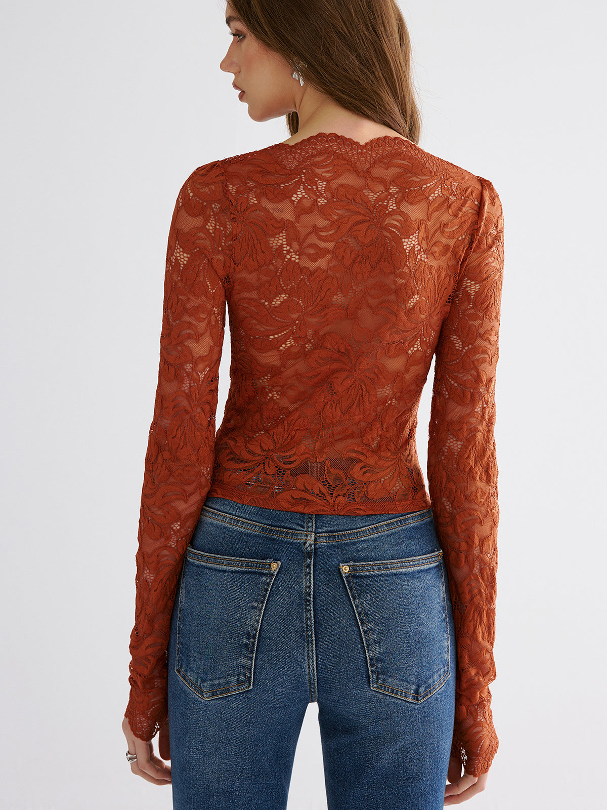 Flower Embroidered Cropped Lace Top-Chicvia