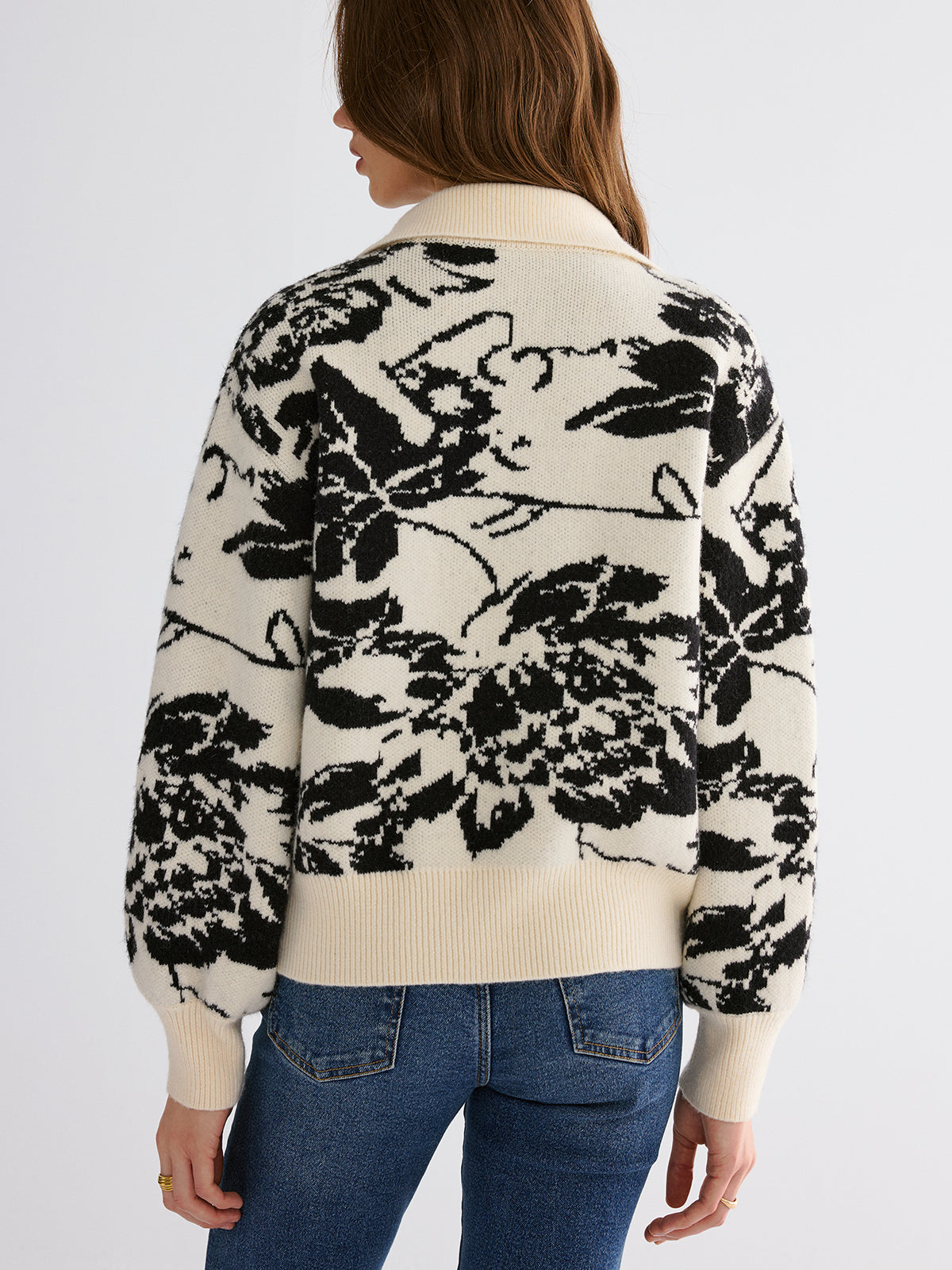 Floral Jacquard Button Cardigan-Chicvia