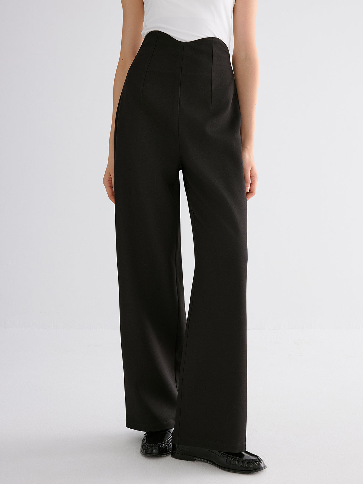 High-Waisted Wide-Leg Pants-Chicvia