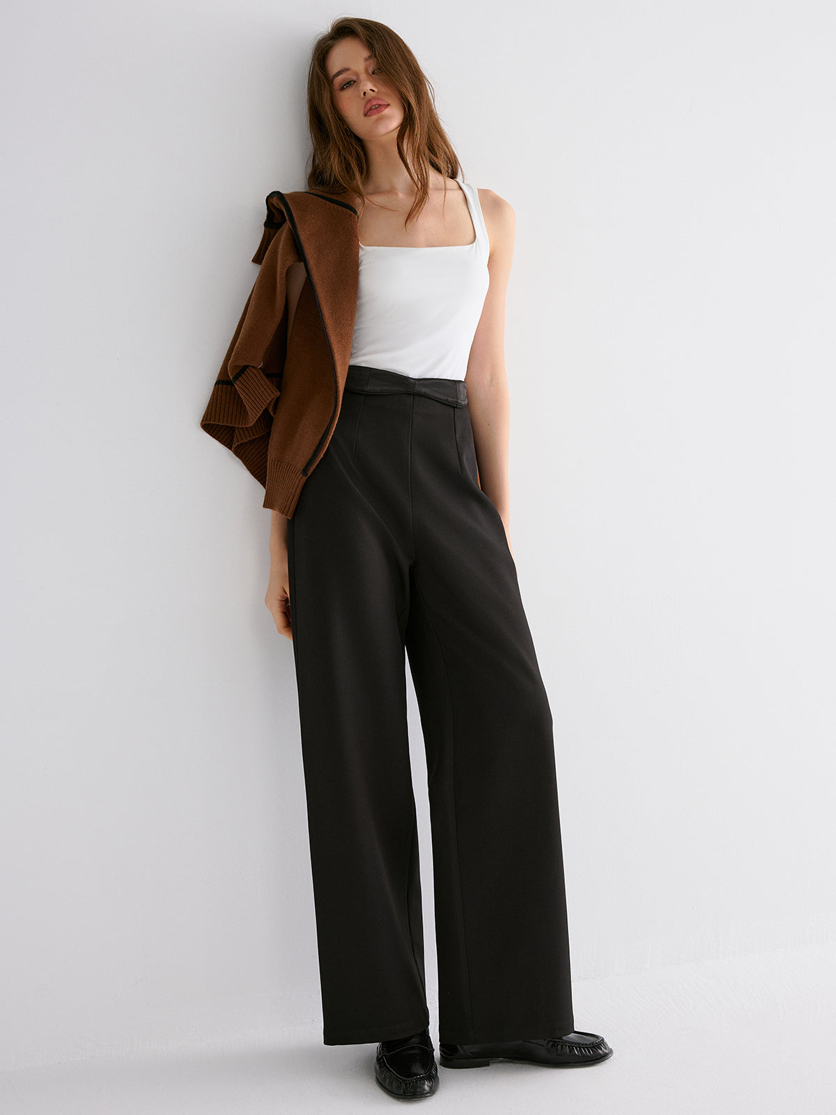 High-Waisted Wide-Leg Pants-Chicvia