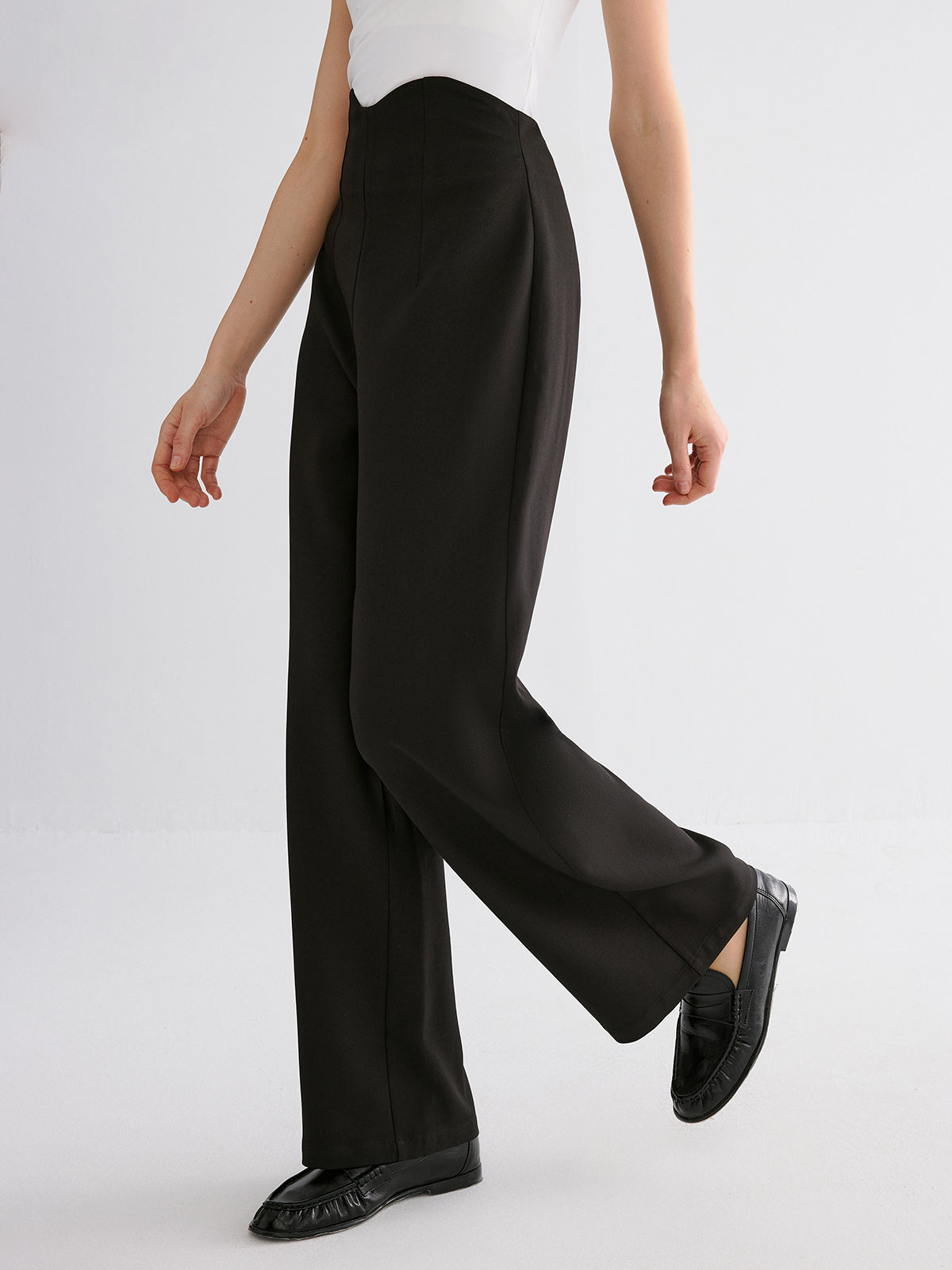 High-Waisted Wide-Leg Pants-Chicvia