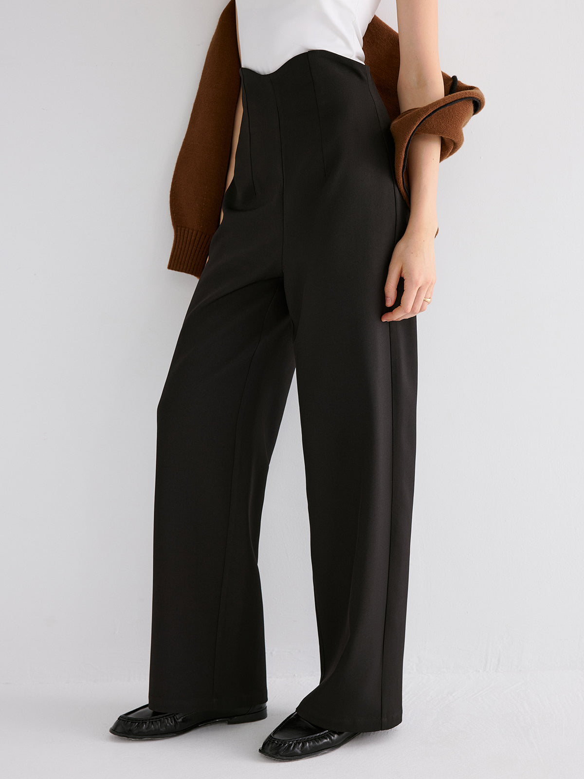High-Waisted Wide-Leg Pants-Chicvia