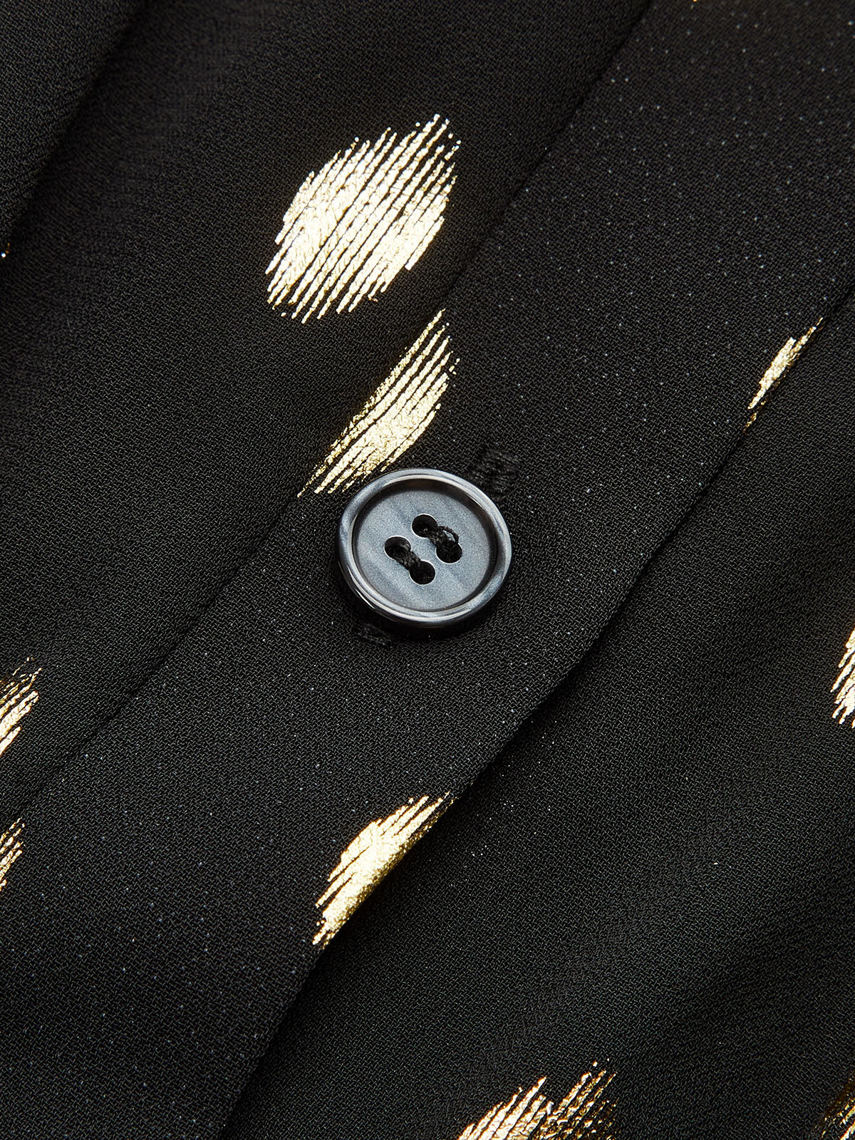 Long Sleeves Foil Spot Print A-Line Maxi Dress-Chicvia