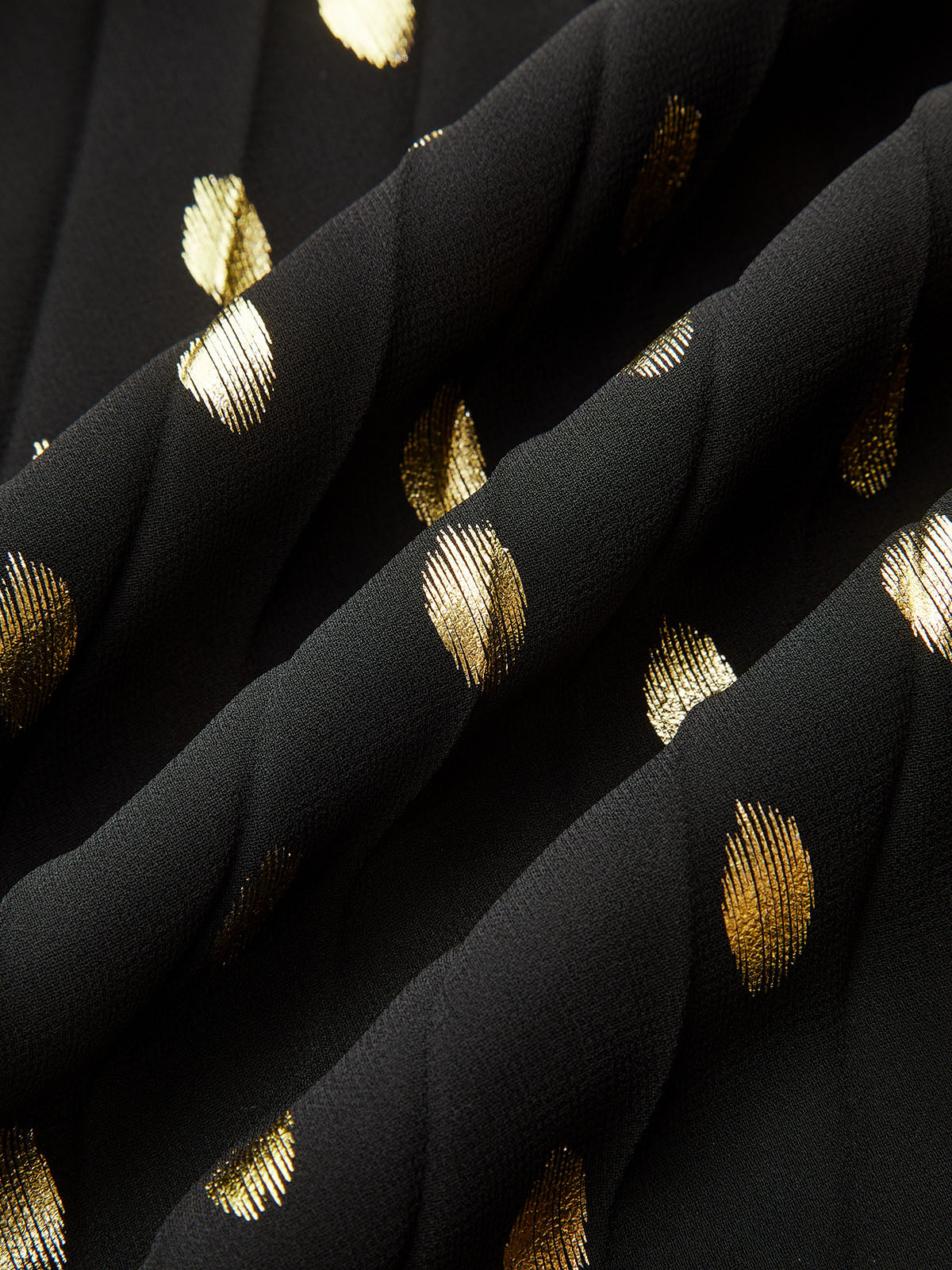 Long Sleeves Foil Spot Print A-Line Maxi Dress-Chicvia