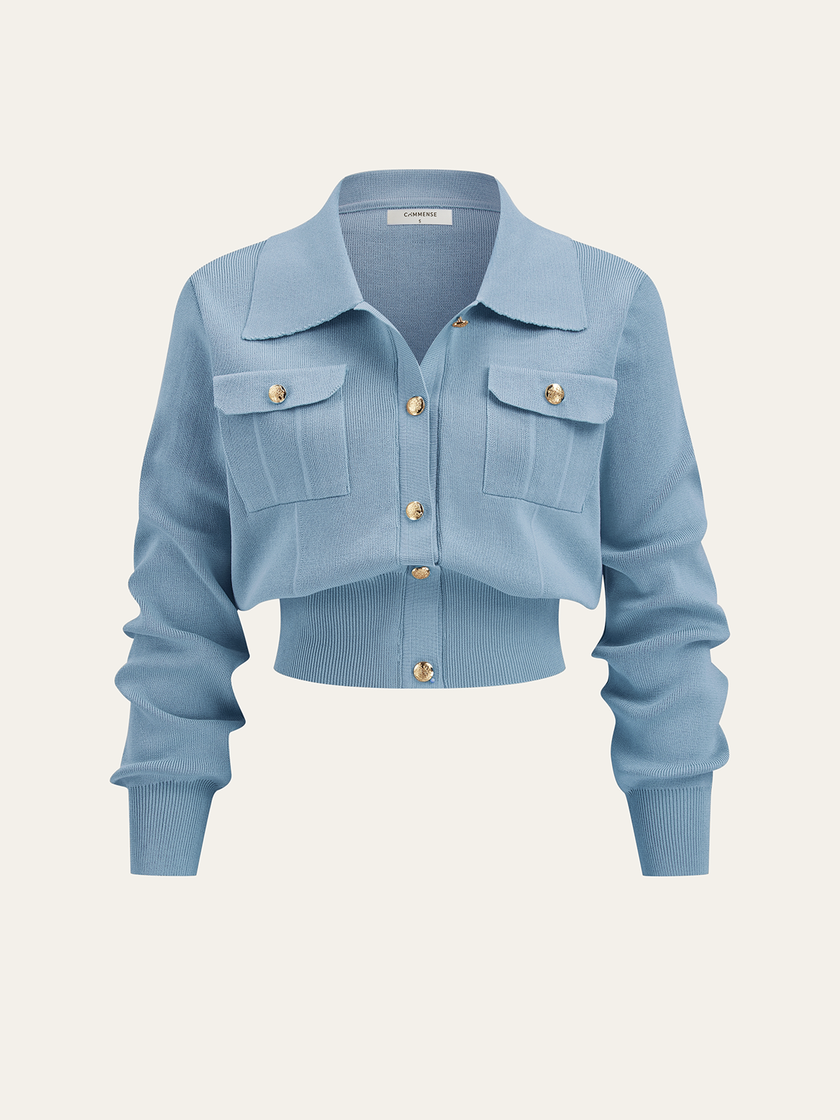 Metal Button Collared Cardigan and Midi Skirt Set-Chicvia