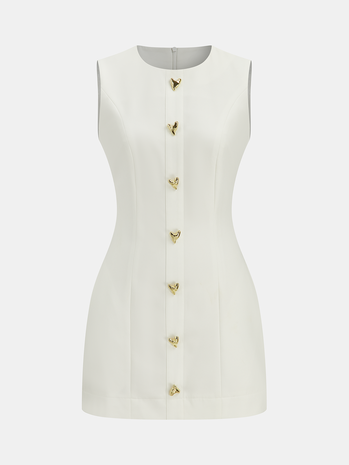 Metal Detail Sleeveless Mini Dress-Chicvia