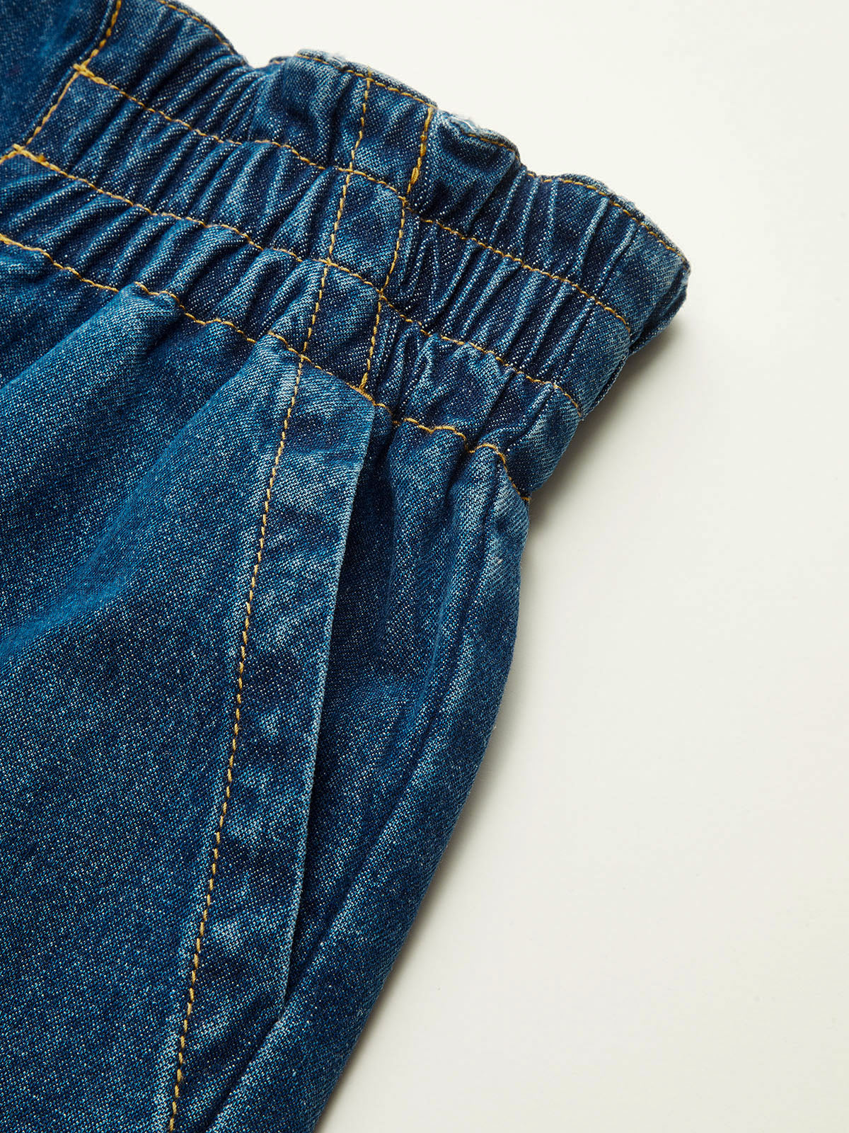 Elastic Waistband Denim Wide-Leg Pants-Chicvia