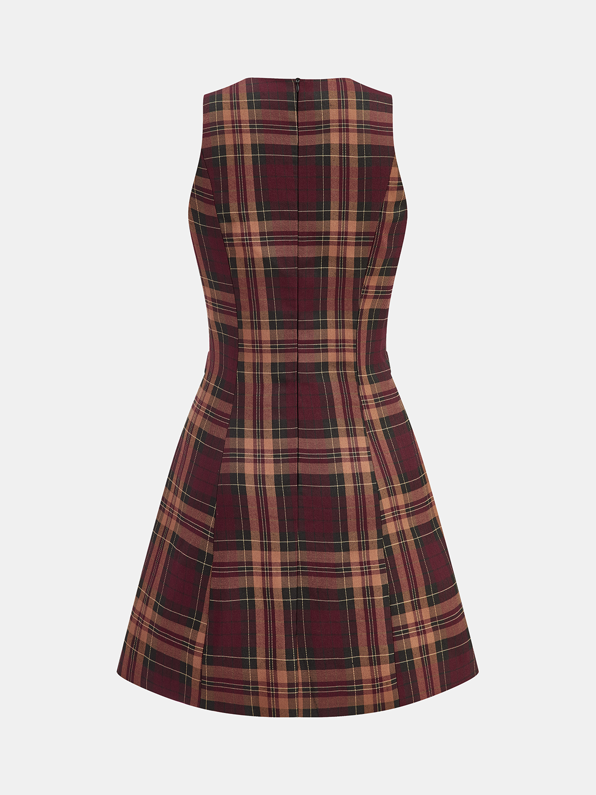 Plaid Sleeveless Mini Dress-Chicvia
