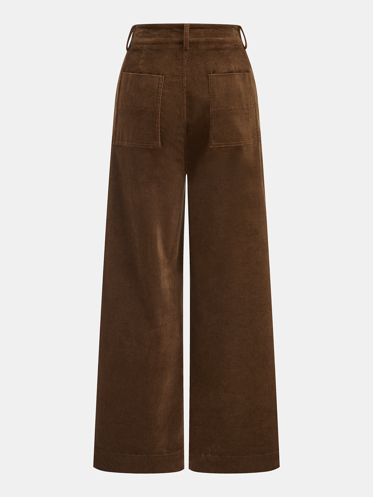 Mid-Waist Corduroy Wide-Leg Pants-Chicvia