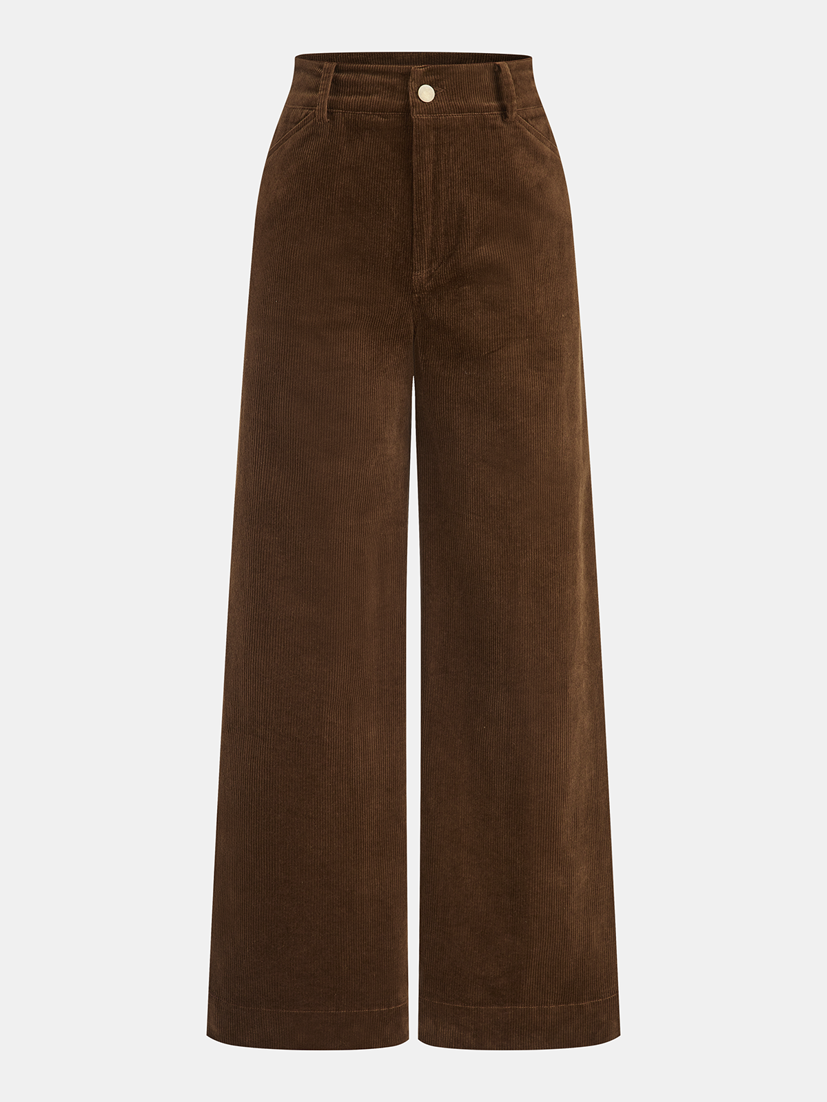 Mid-Waist Corduroy Wide-Leg Pants-Chicvia