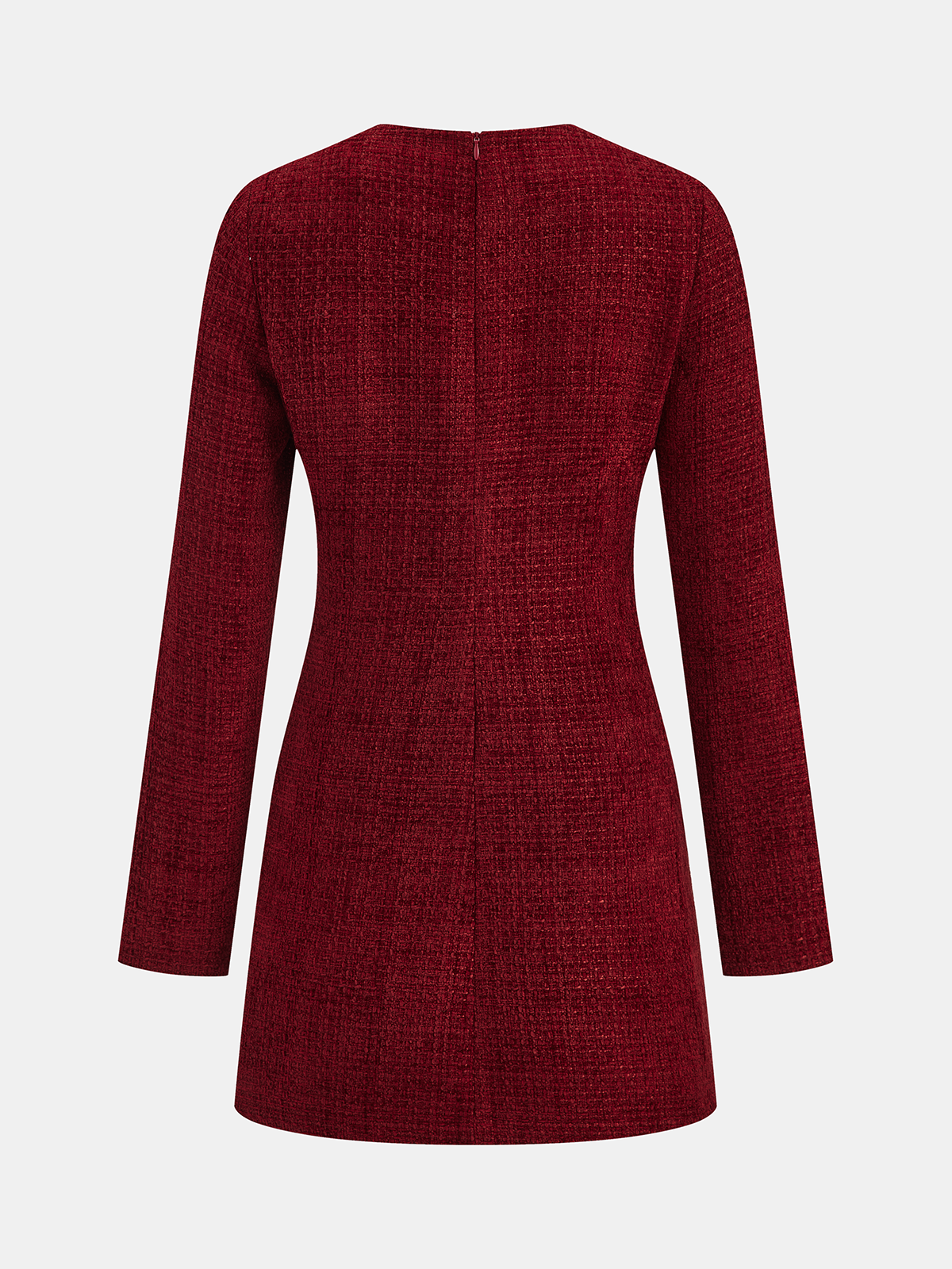 Metal Buckle Tweed Mini Dress-Chicvia