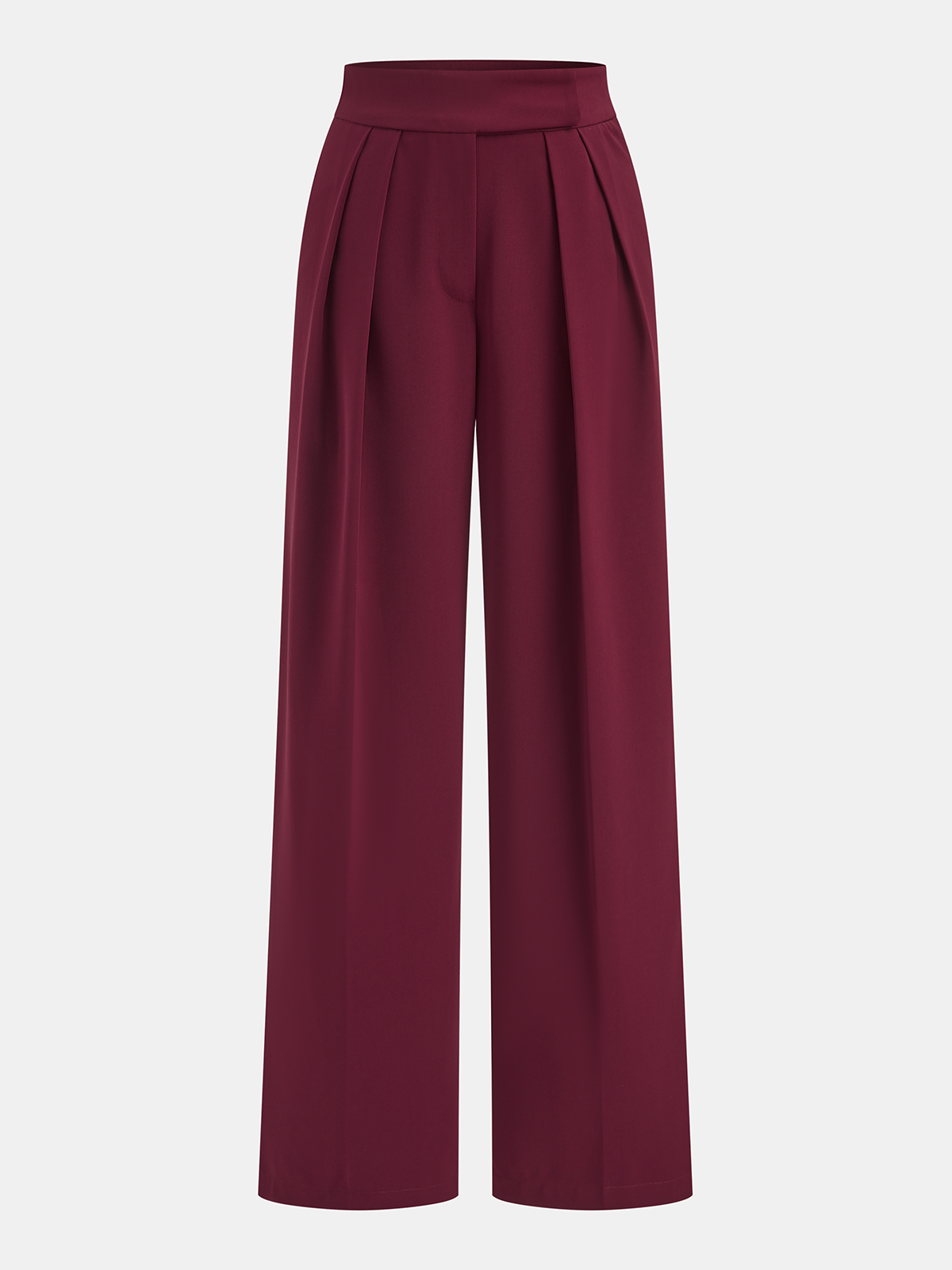 Mid-Waist Pleated Wide-Leg Pants-Chicvia