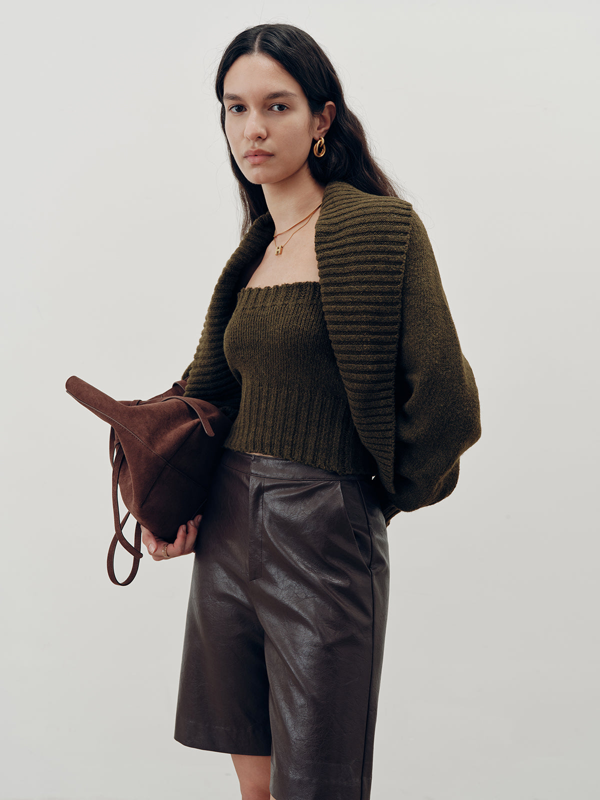 Knit Strapless Top and Cardigan Two-Piece Set-Chicvia