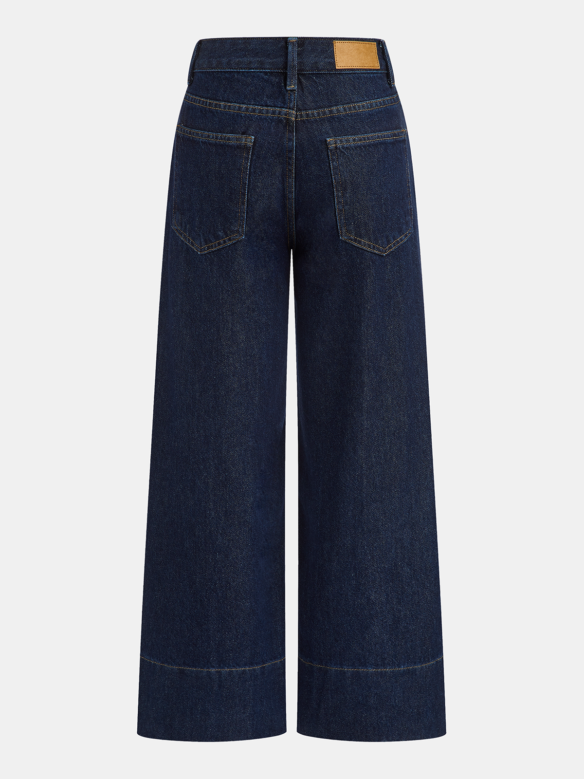 Mid-Waisted Denim Wide-Leg Jeans-Chicvia