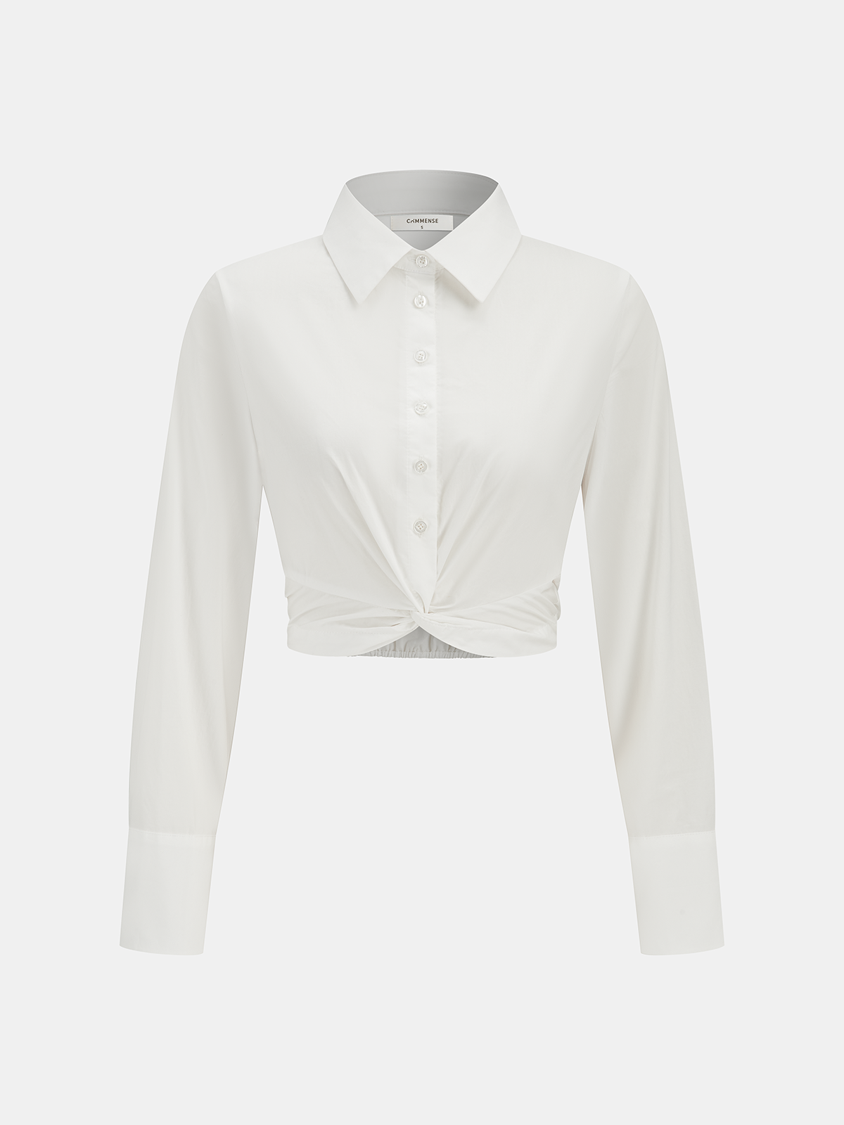 Cotton Twisted Cropped Shirt-Chicvia