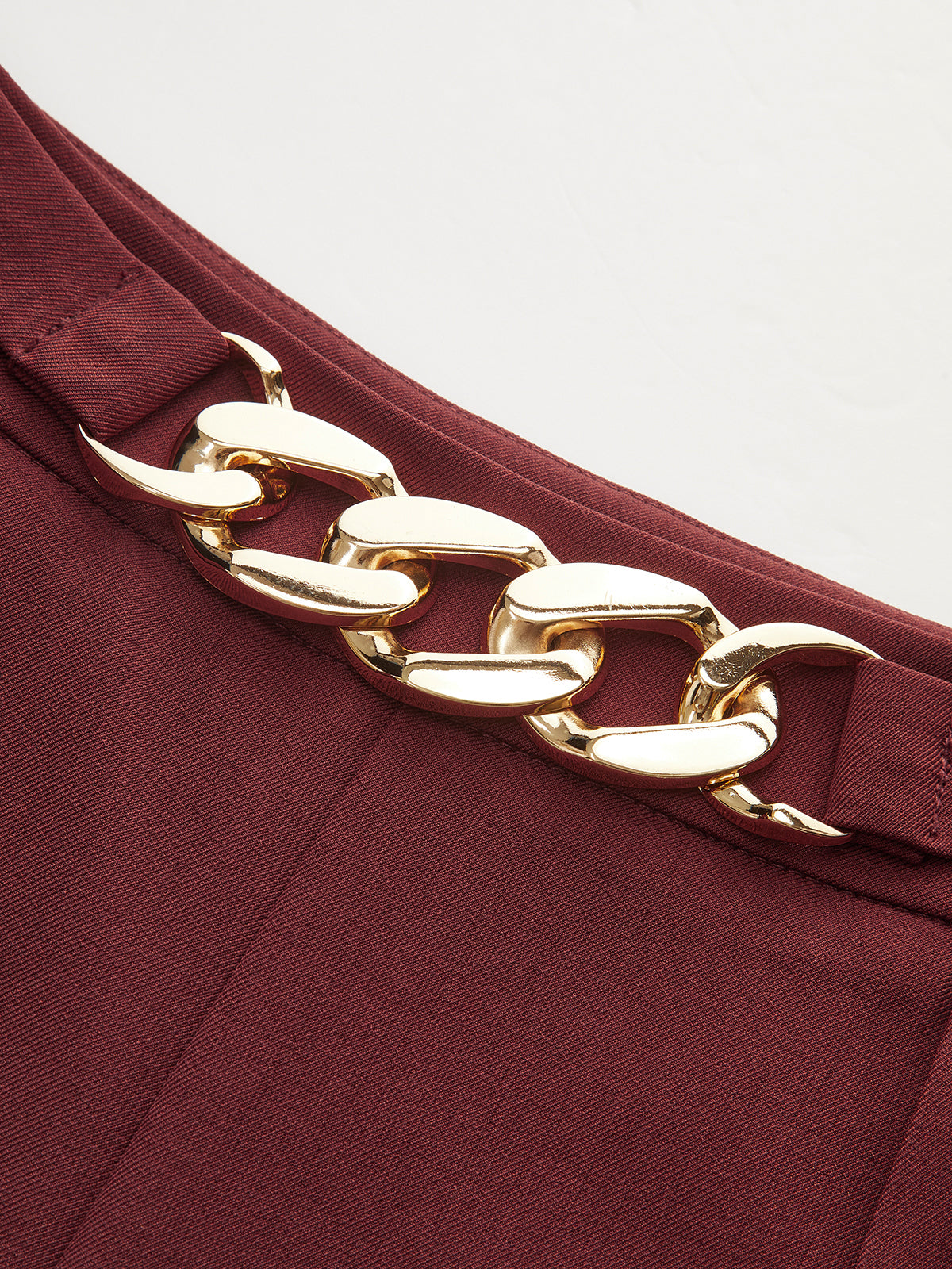 High-Waisted Chain Pleated Wide-Leg Pants-Chicvia