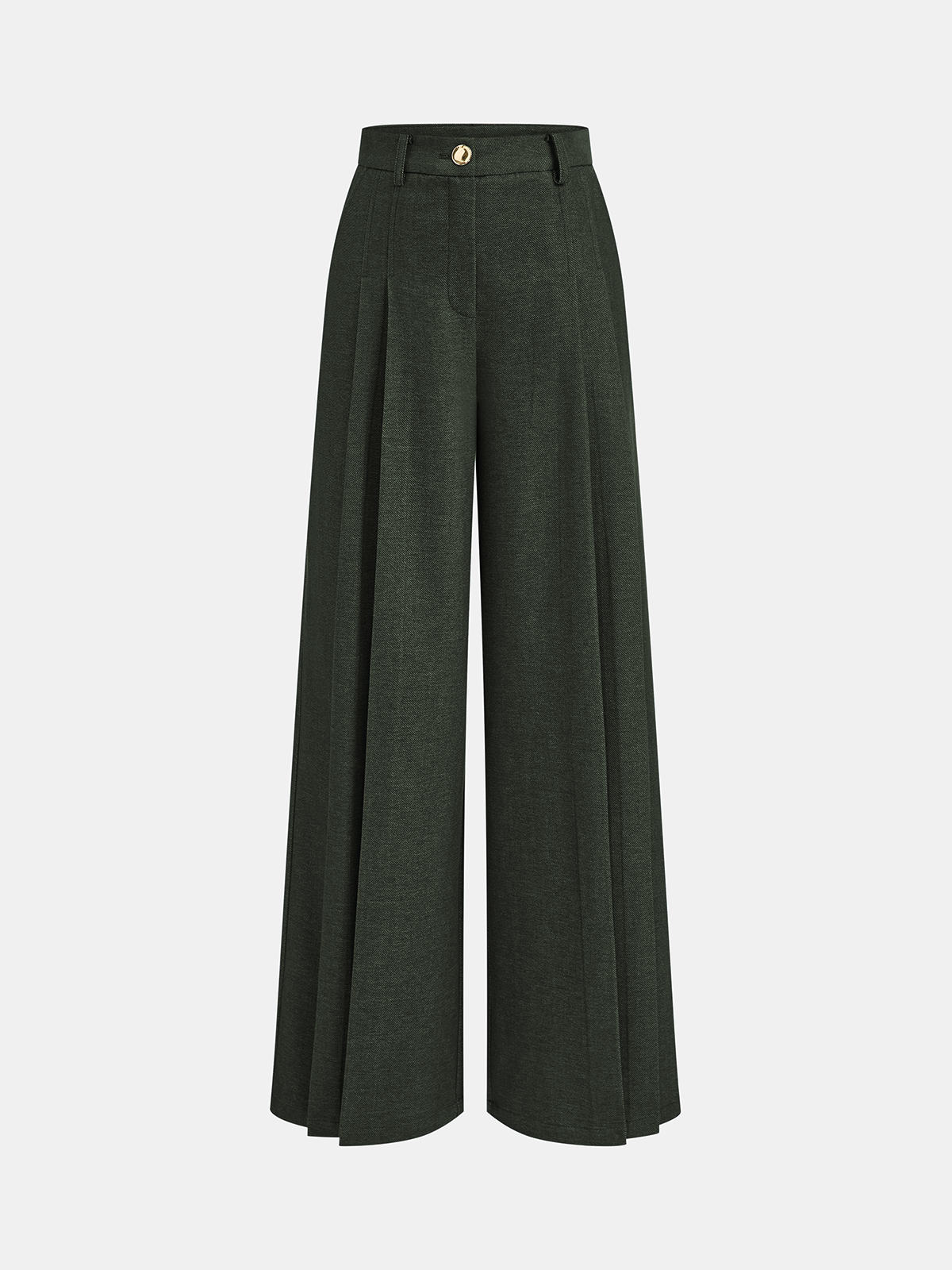 Mid-Waisted Pleated Wide-Leg Pants-Chicvia