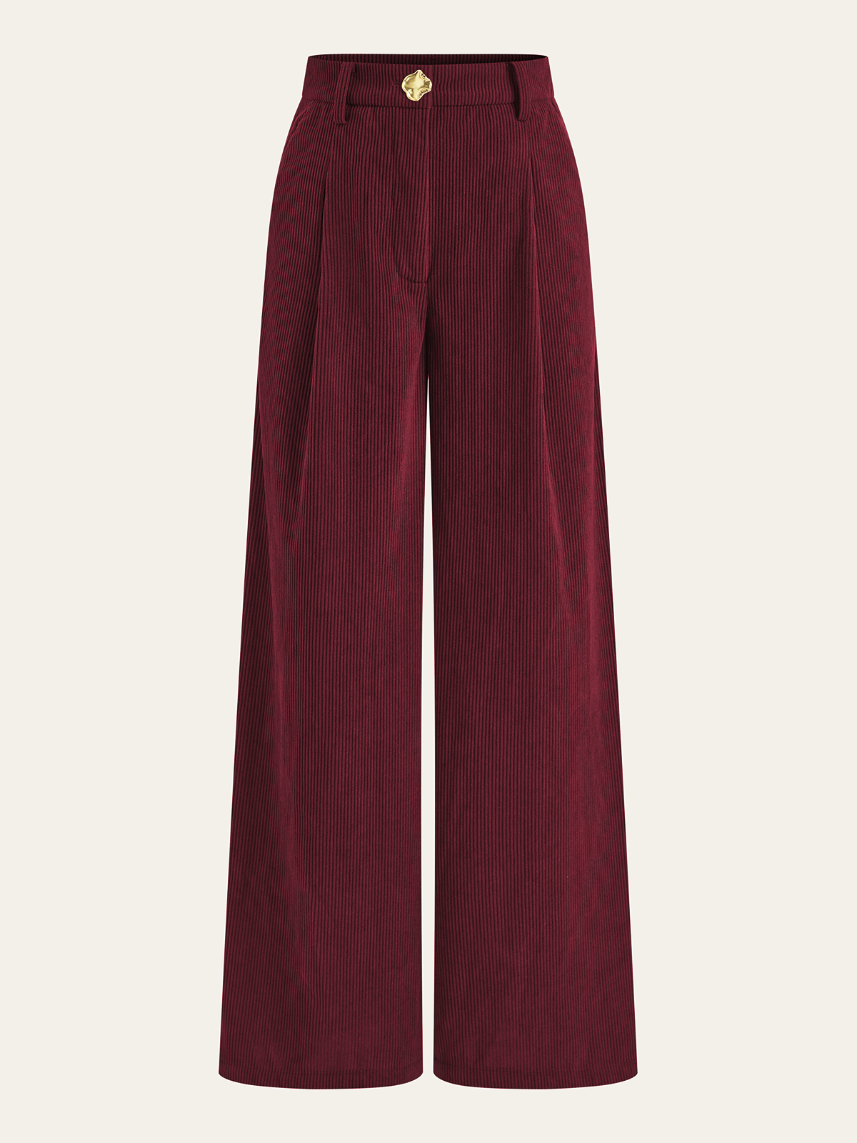 Corduroy Wide-Leg Pleated Pants-Chicvia