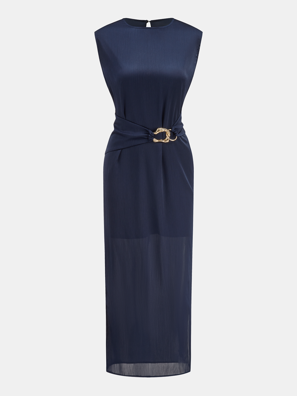 Belted Sleeveless Midi Dress-Chicvia