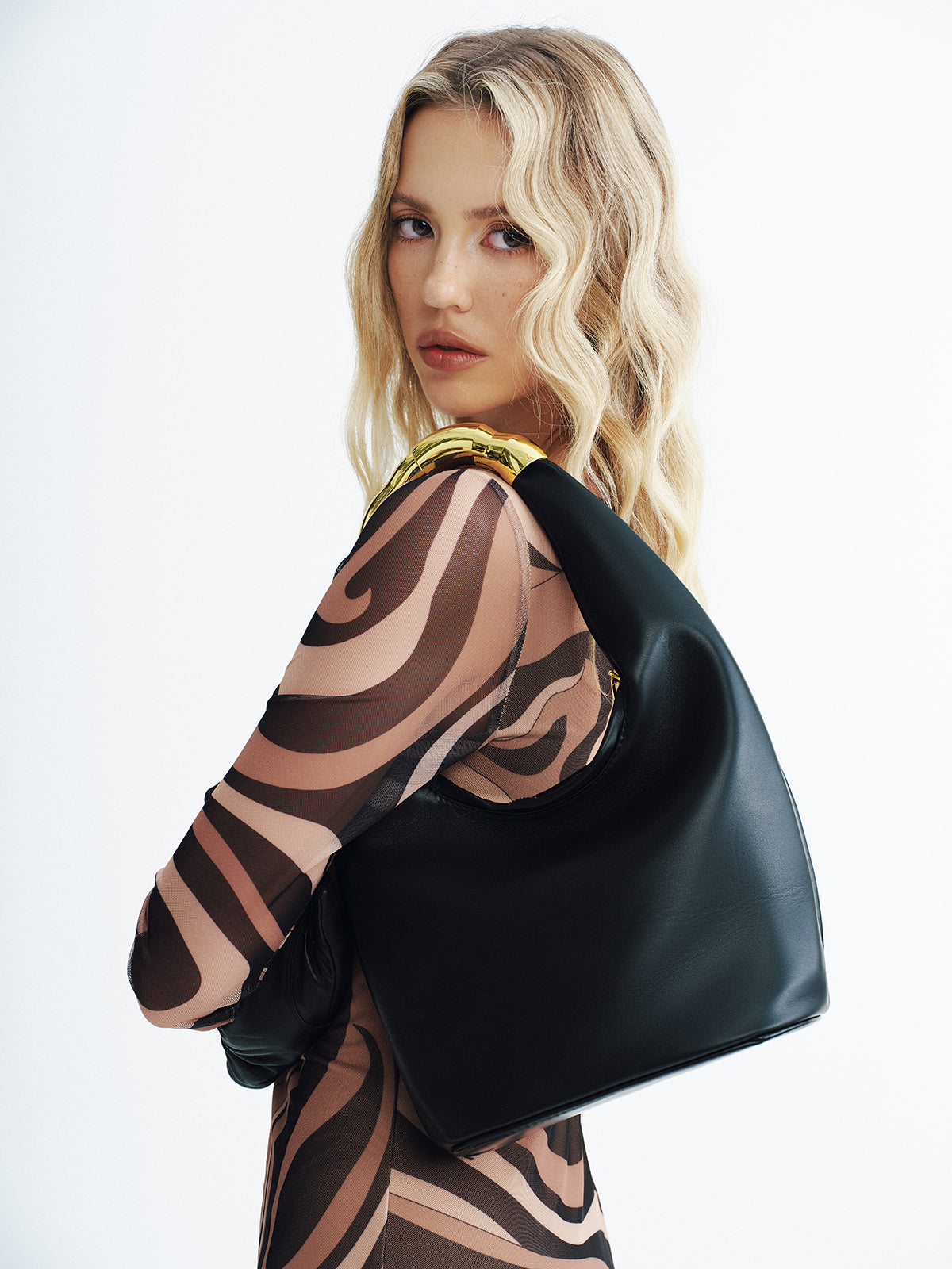 Metal Handle PU Hobo Bag-Chicvia