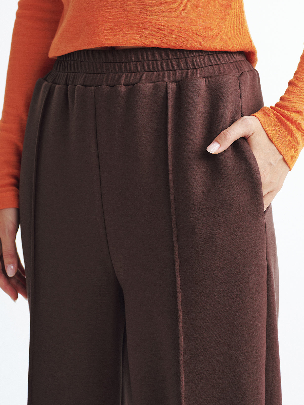 Elastic Waistband Mid-Waist Sweatpants-Chicvia