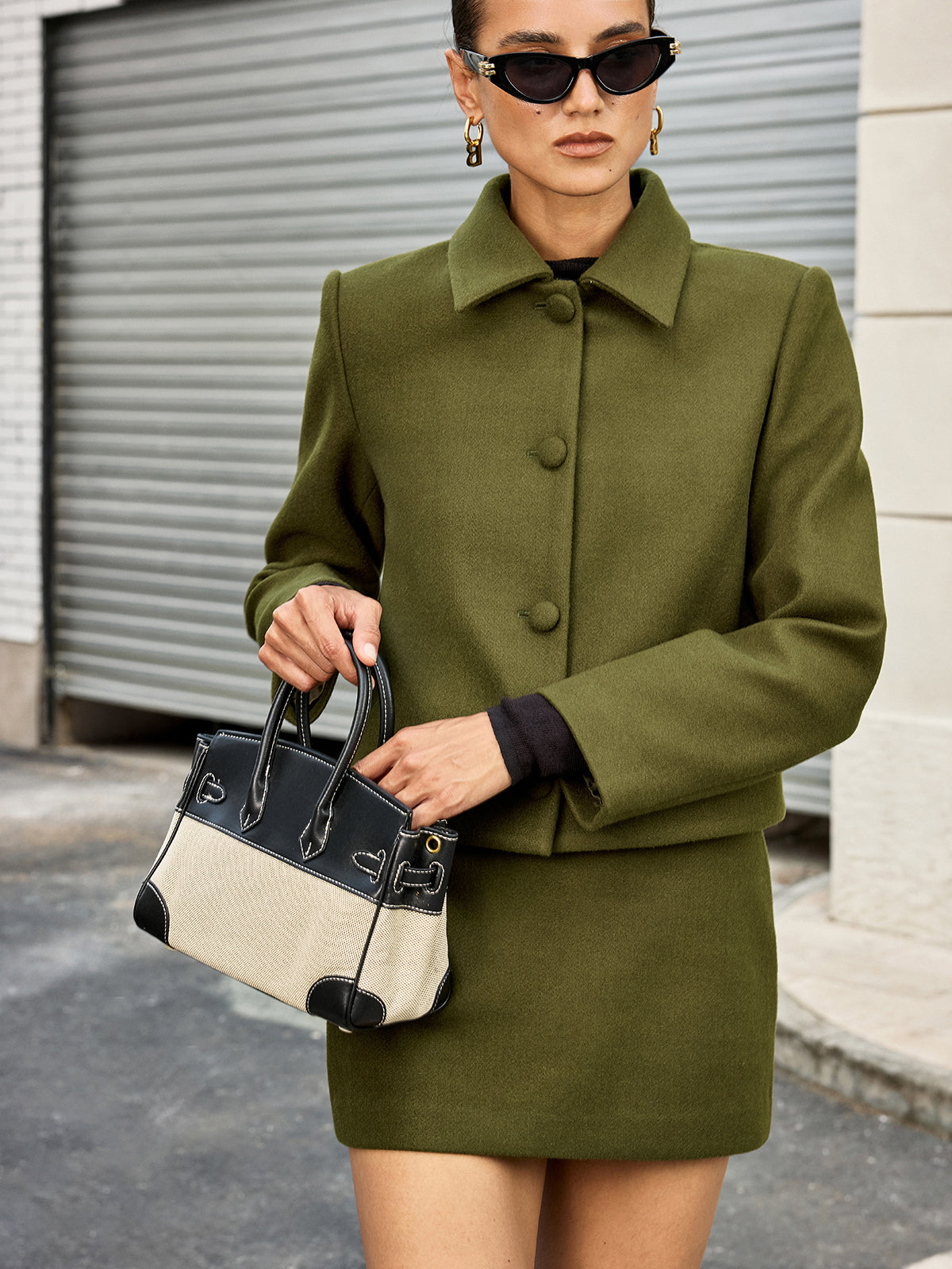 Collared Button Front Jacket-Chicvia