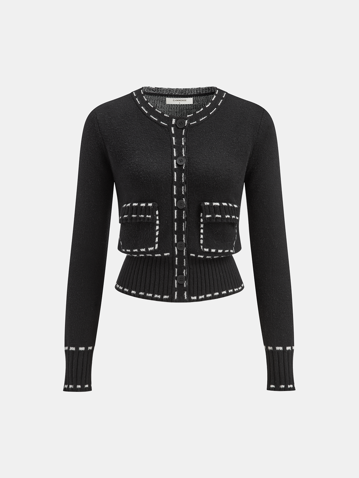 Contrast Trim Cardigan-Chicvia