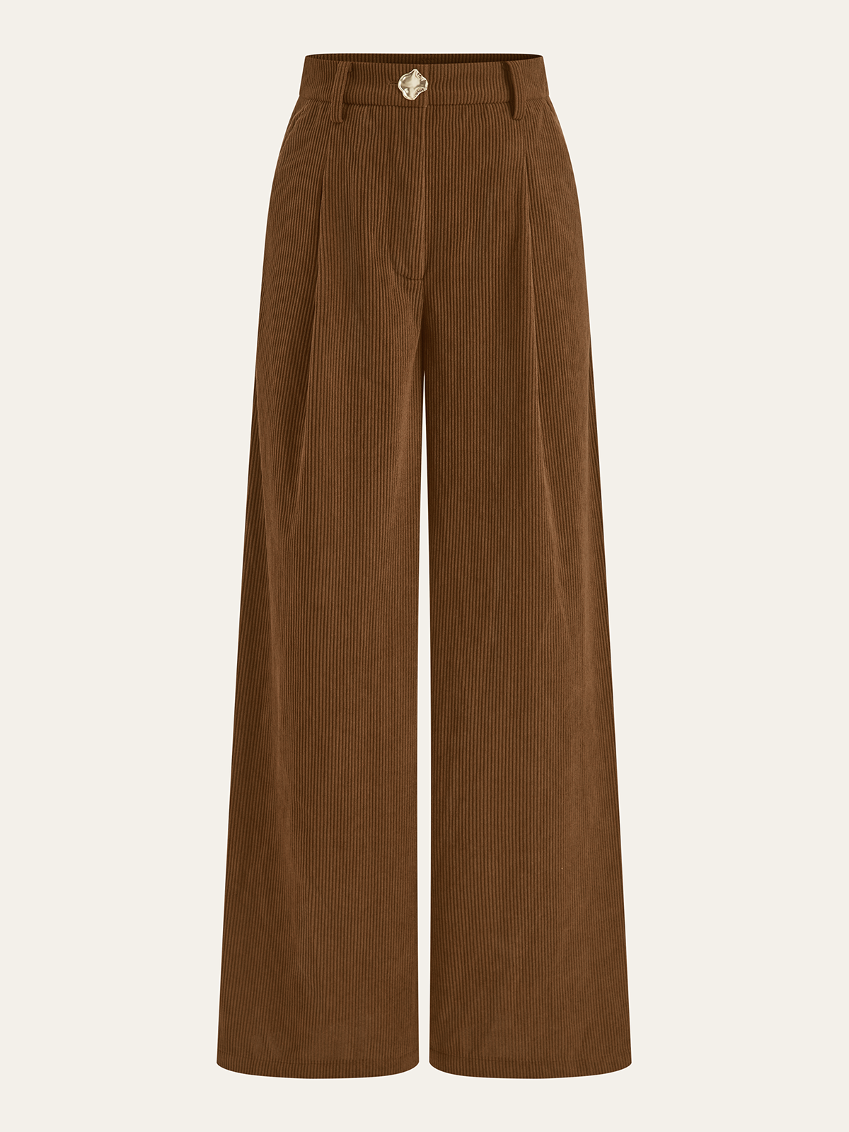 Corduroy Wide-Leg Pleated Pants-Chicvia