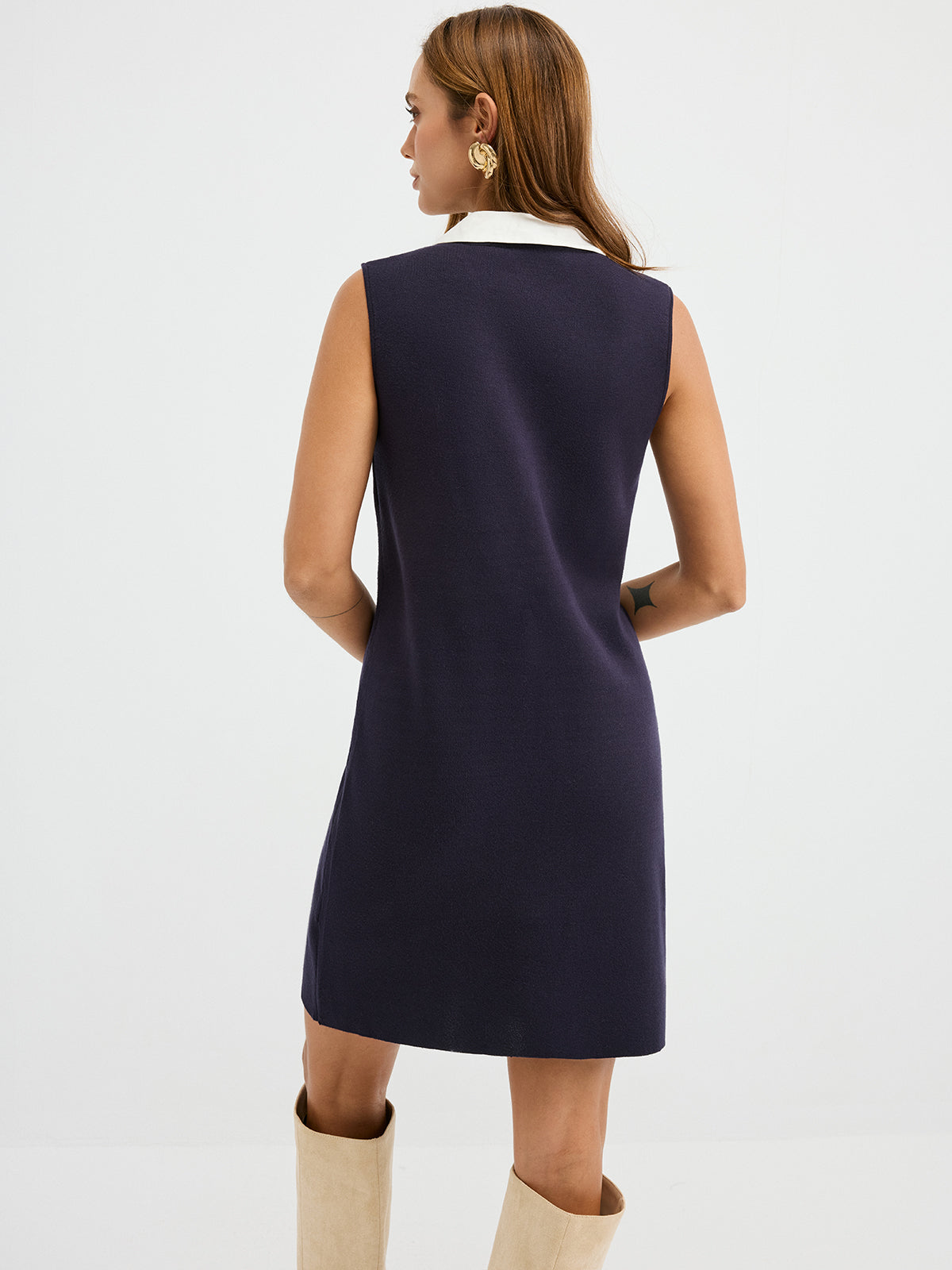 Contrast Shirt Panel Sleeveless Mini Dress-Chicvia