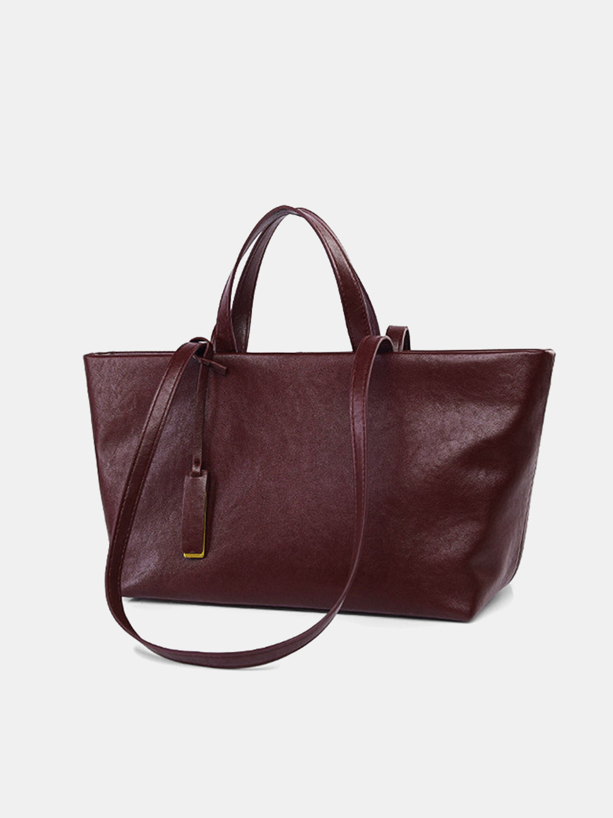 Faux Leather Large-Capacity Tote Bag-Chicvia