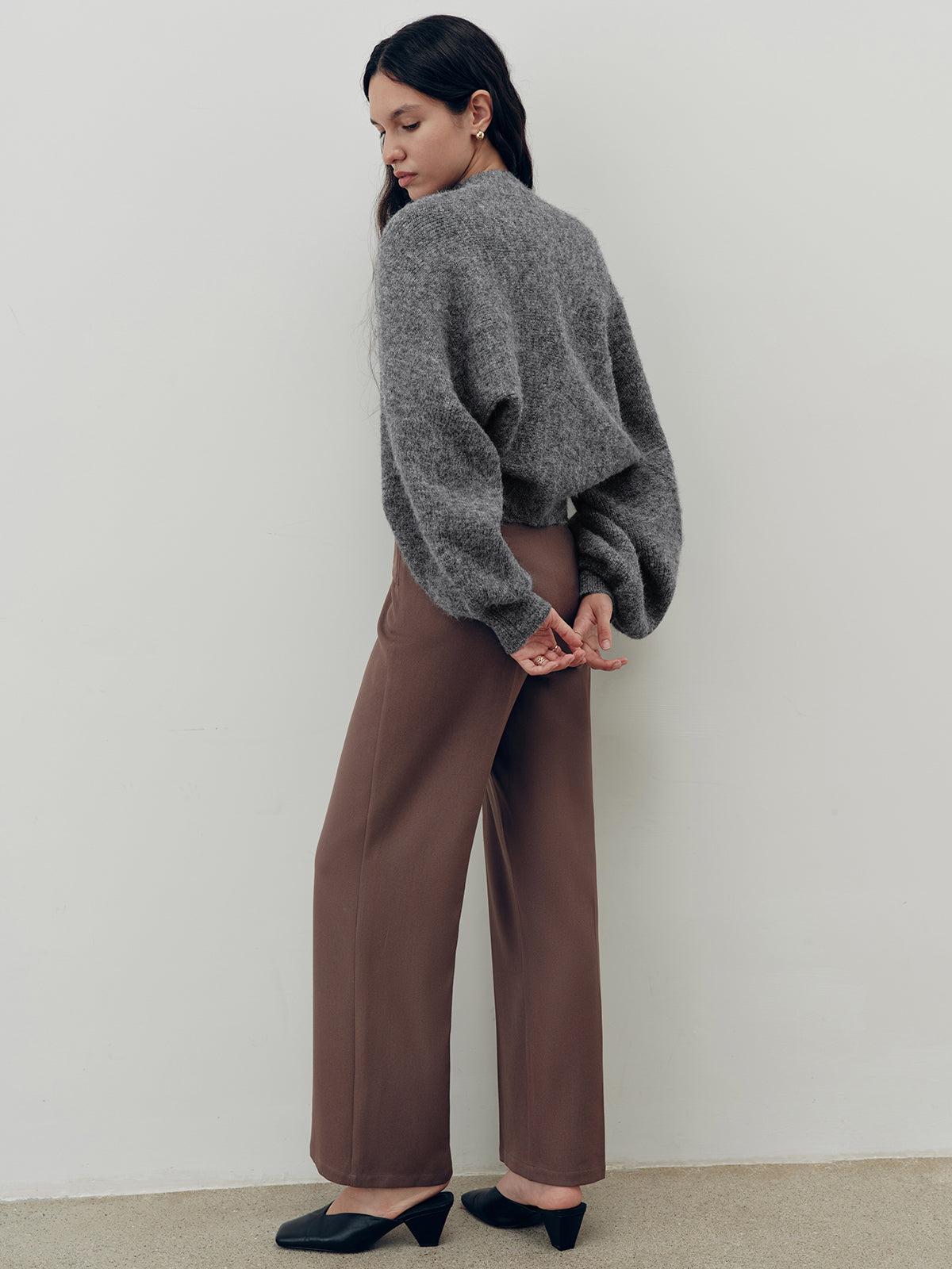 Overlap Detail Mid-Waist Pants-Chicvia