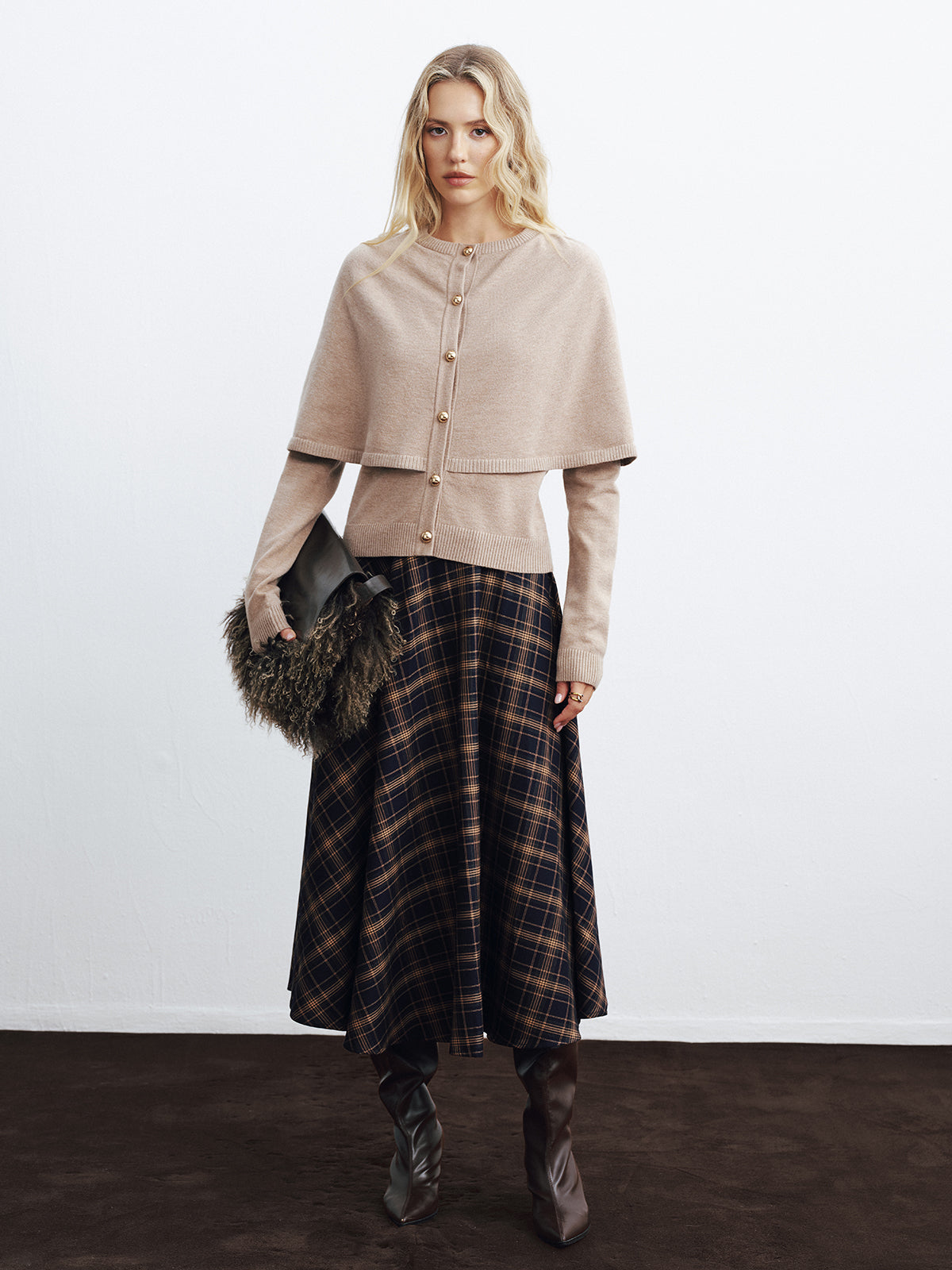 Layered Cape-Style Cardigan-Chicvia