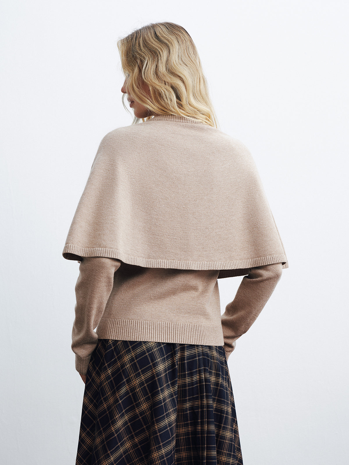 Layered Cape-Style Cardigan-Chicvia