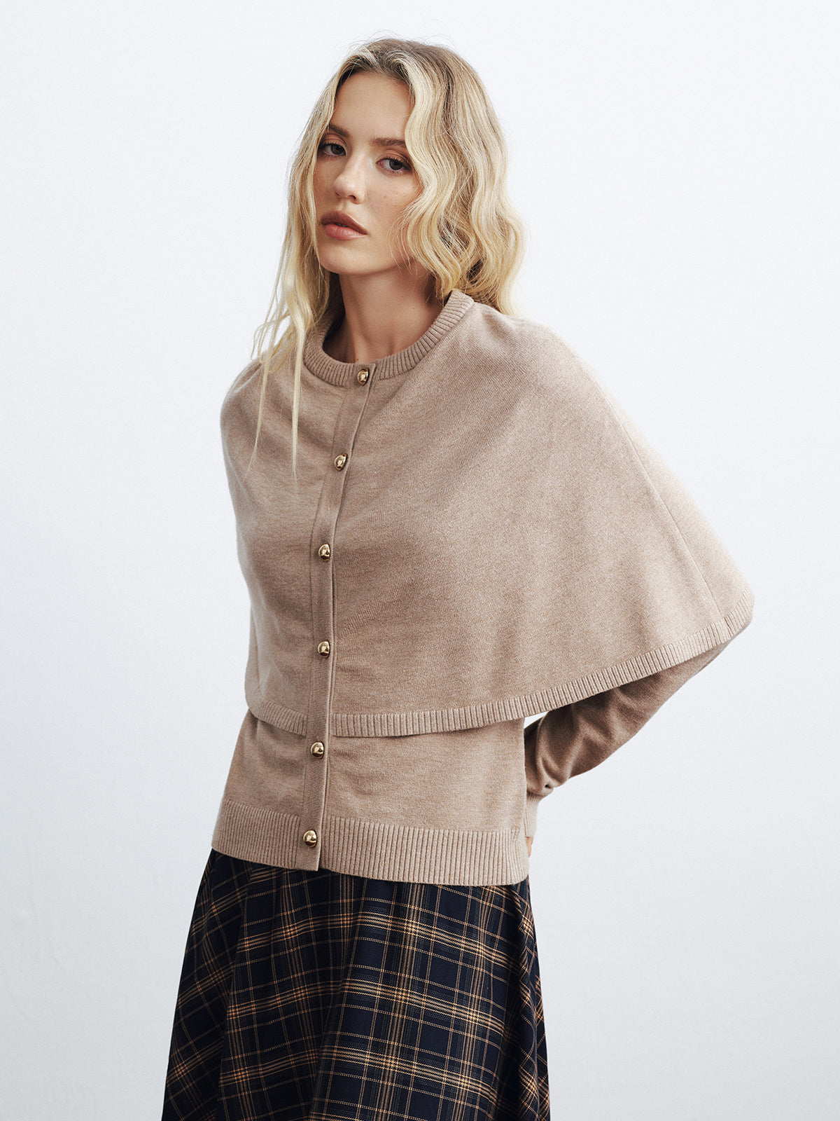 Layered Cape-Style Cardigan-Chicvia