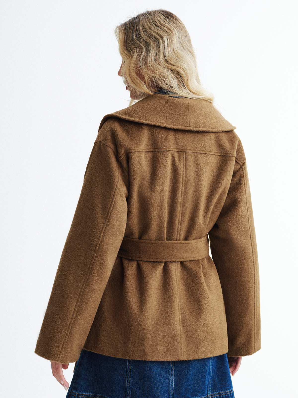 Fringed Belted Fleece Coat-Chicvia