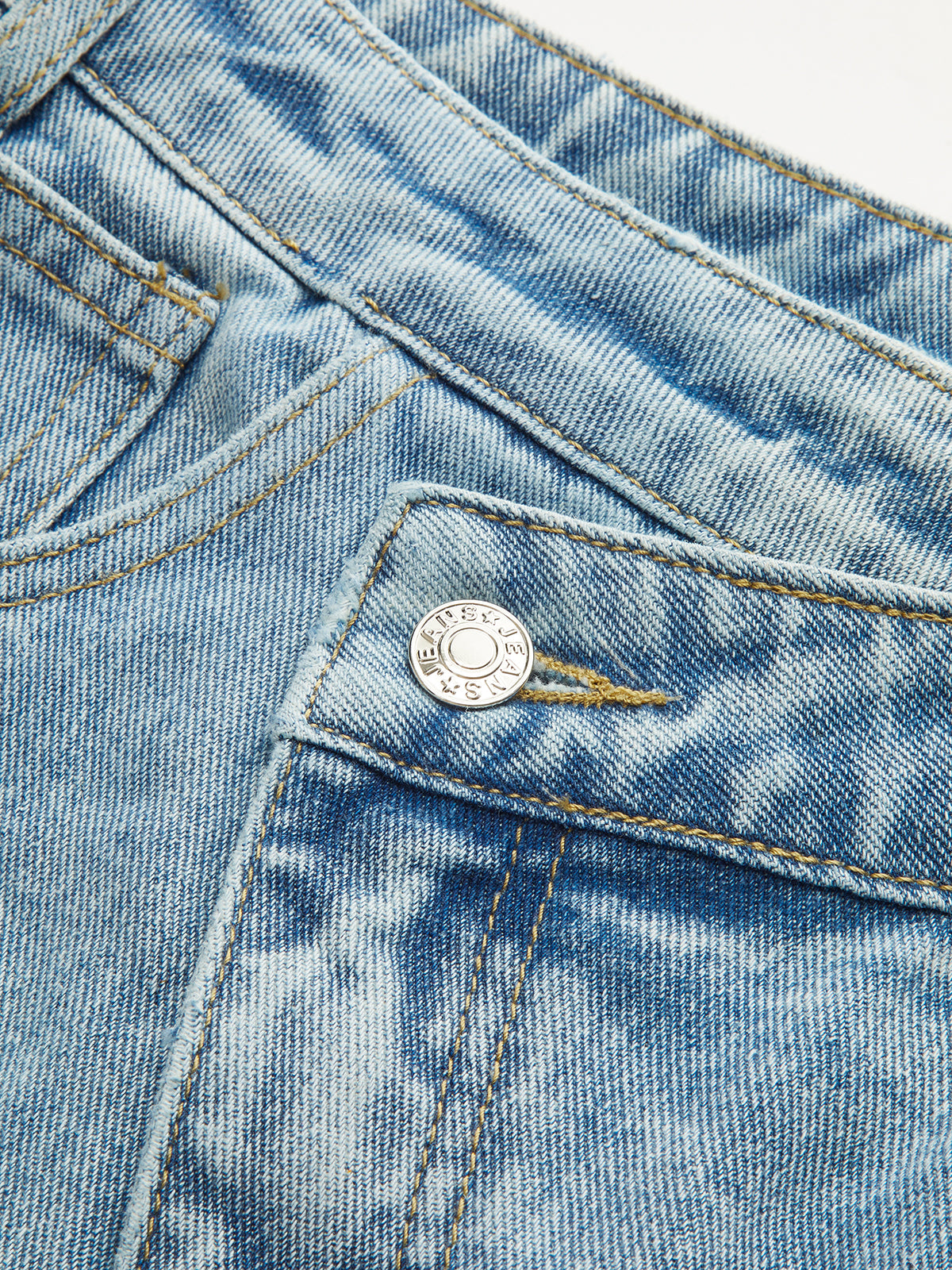 High-Waist Denim Asymmetric Curved-Leg Jeans-Chicvia