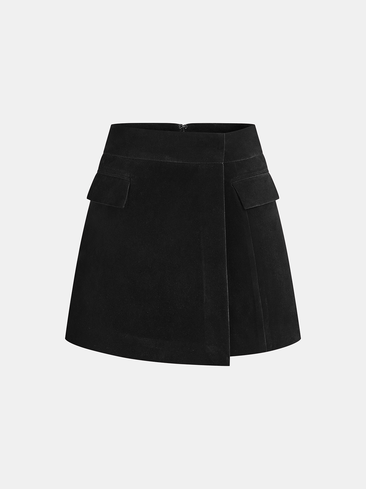 Corduroy Asymmetric Mini Skirt-Chicvia