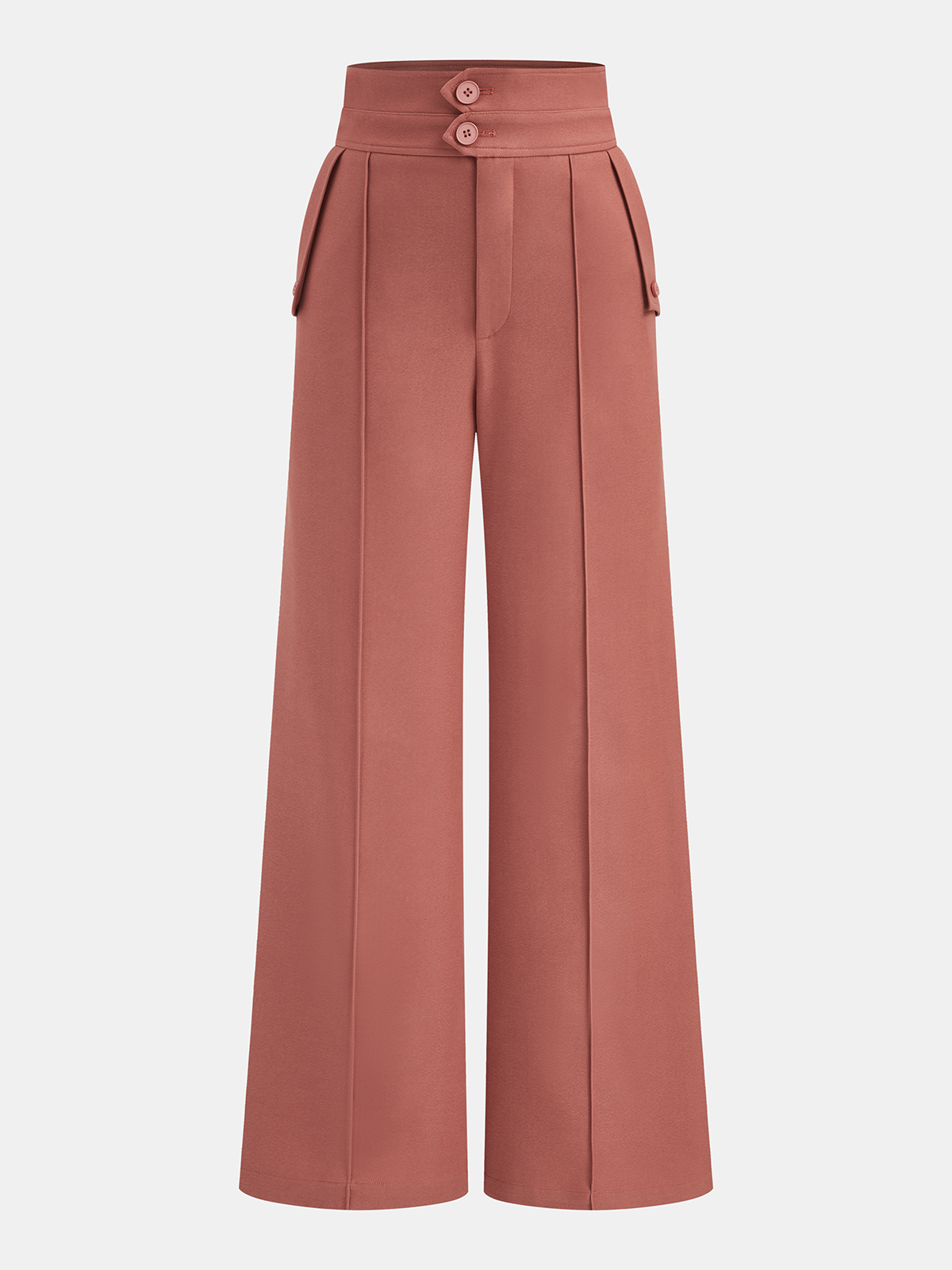 Double-Waistband High-Waisted Wide-Leg Pants-Chicvia